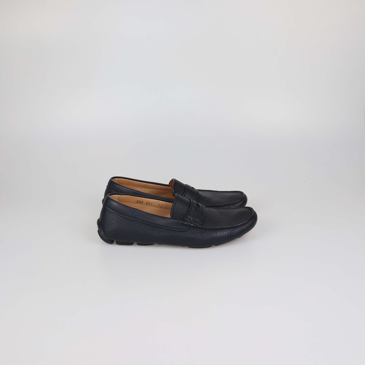 Prada Black Leather Penny Loafers