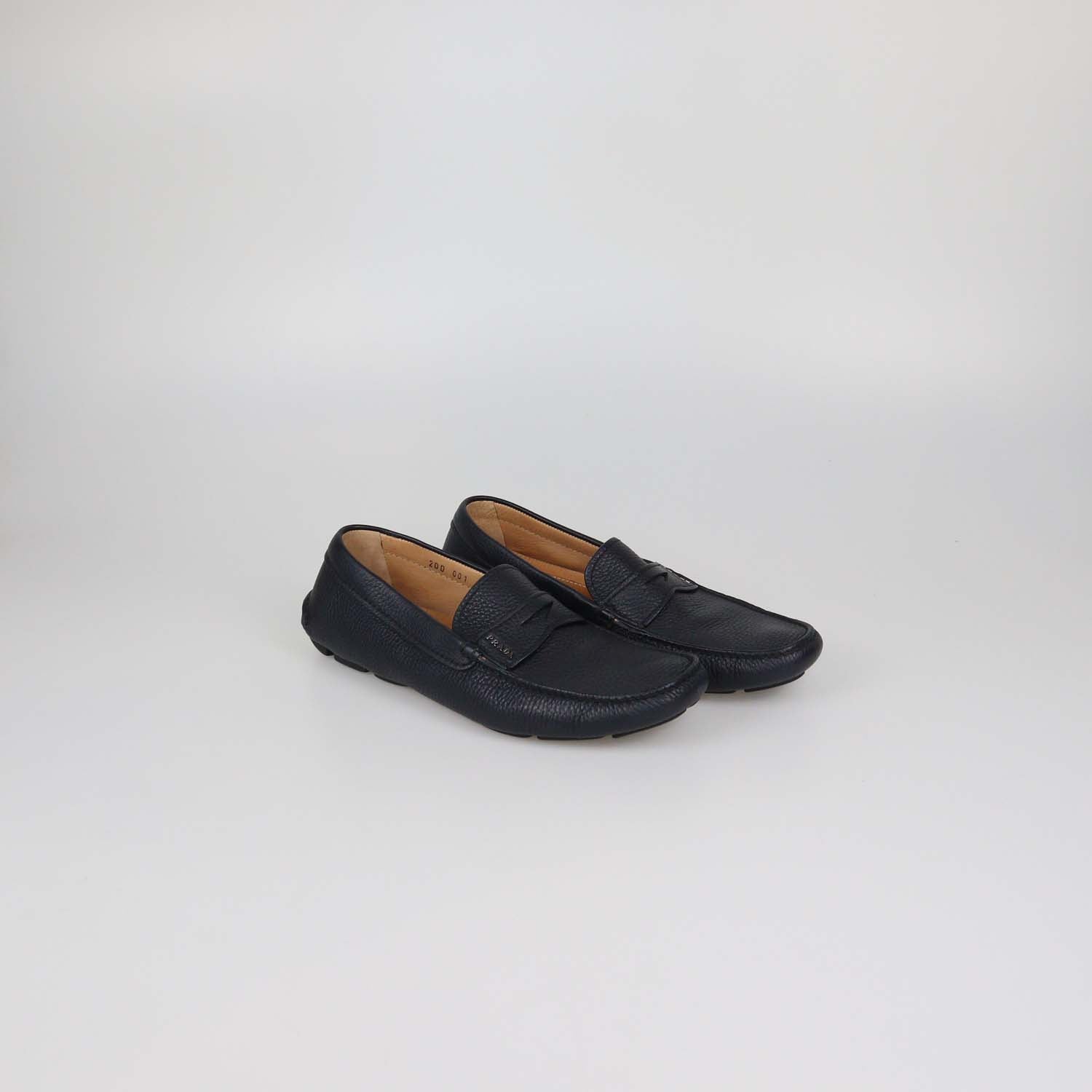 Prada Black Leather Penny Loafers