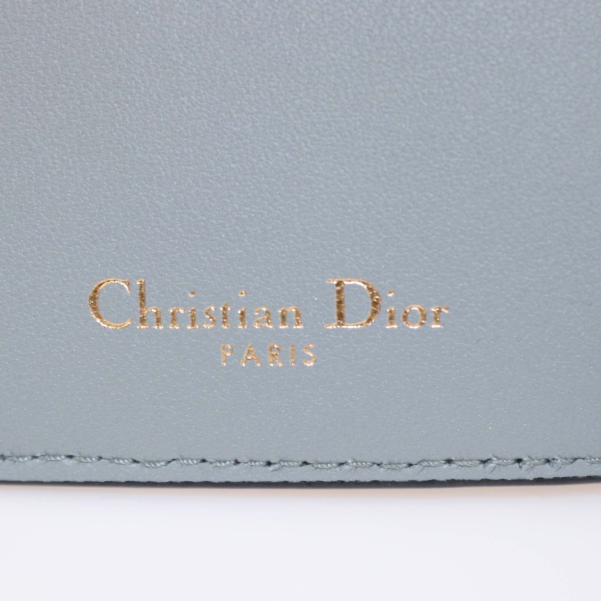 Christian Dior Grey Stone Medium Saddle Card Holder Womens Christian Dior