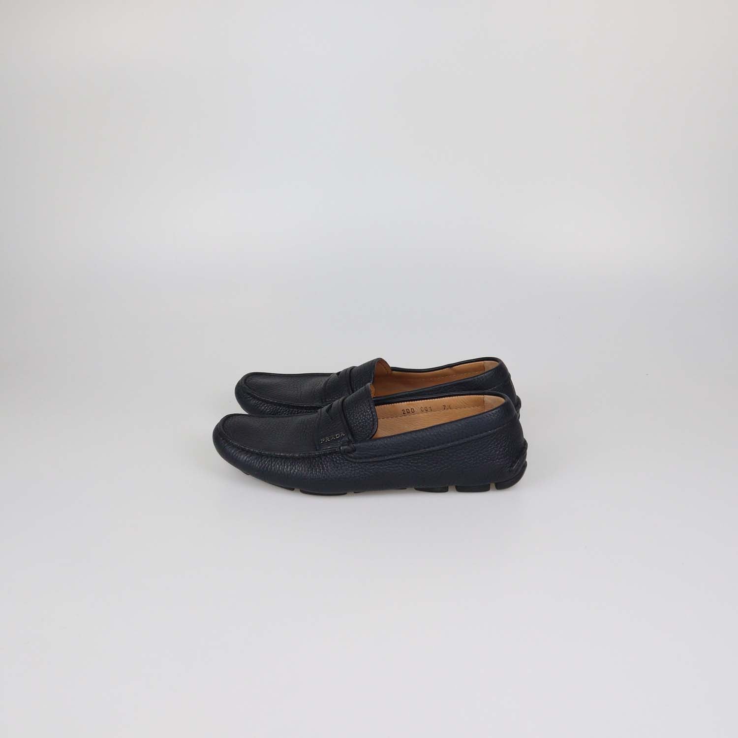 Prada Black Leather Penny Loafers