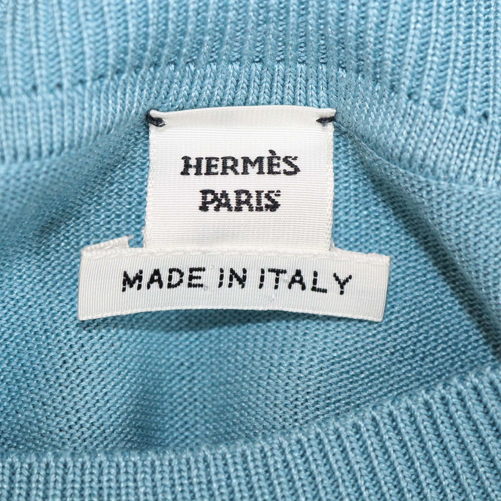 Hermes Blue Silk Brides de Gala Twillreine Sweater