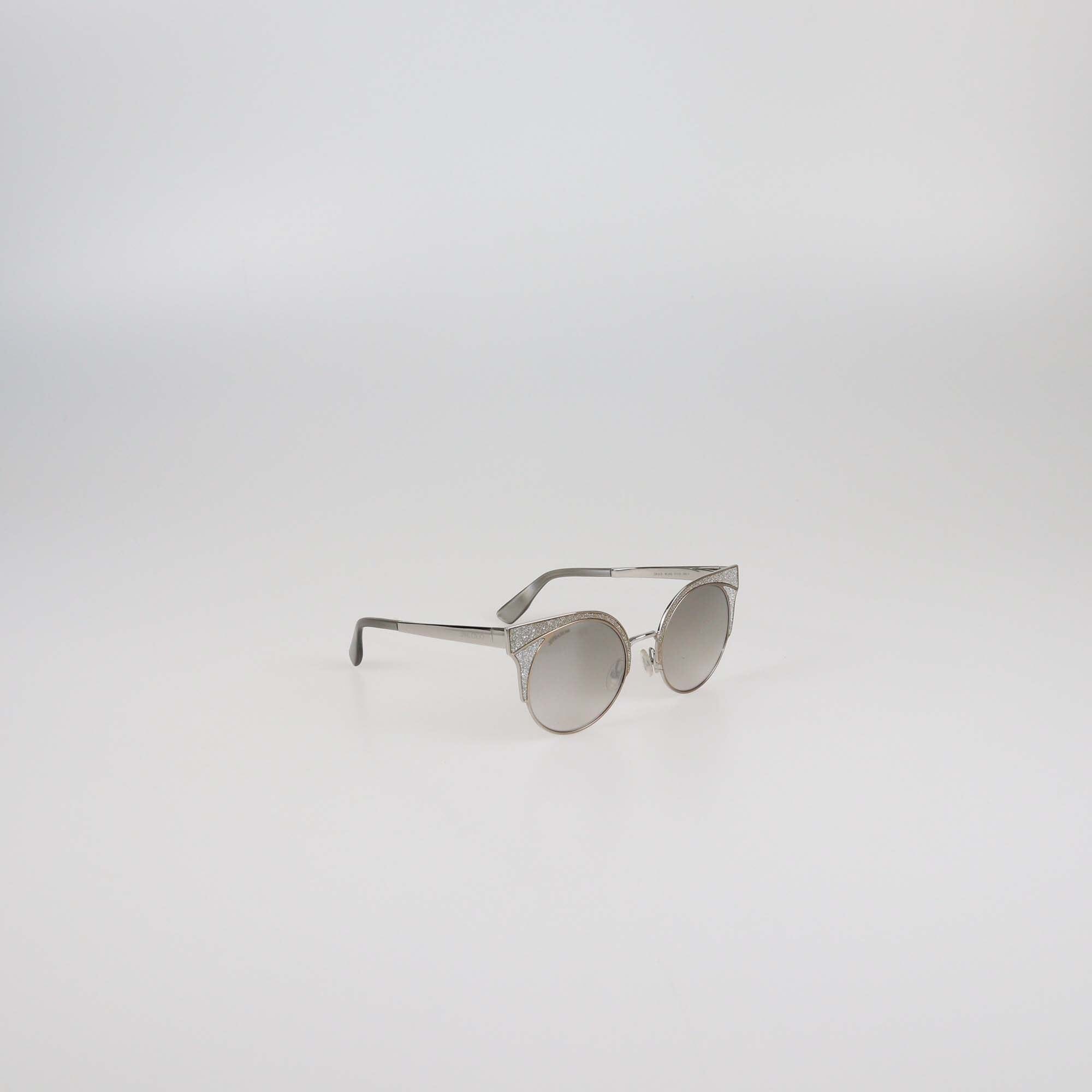 Jimmy Choo Silver/Brown Gradient Glitter Round Sunglasses Womens Jimmy Choo