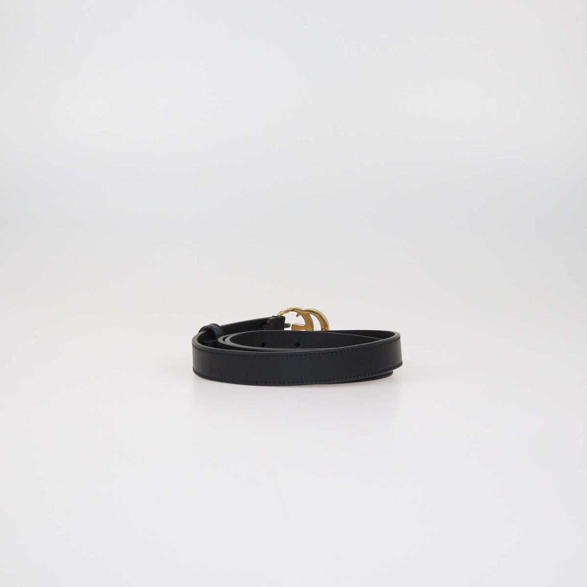 Gucci Black Leather GG Marmont Thin Belt