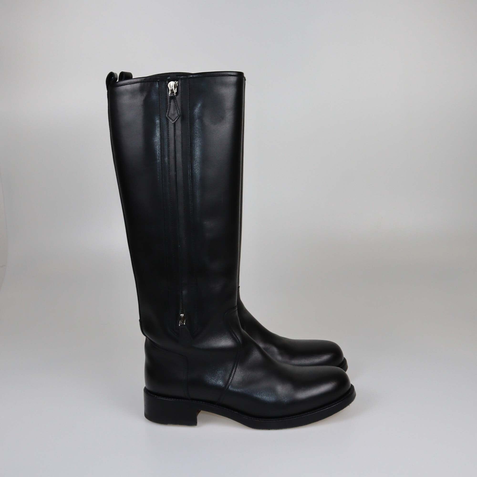 Hermes Black Whupstich Trim Riding Boots Womens Hermes