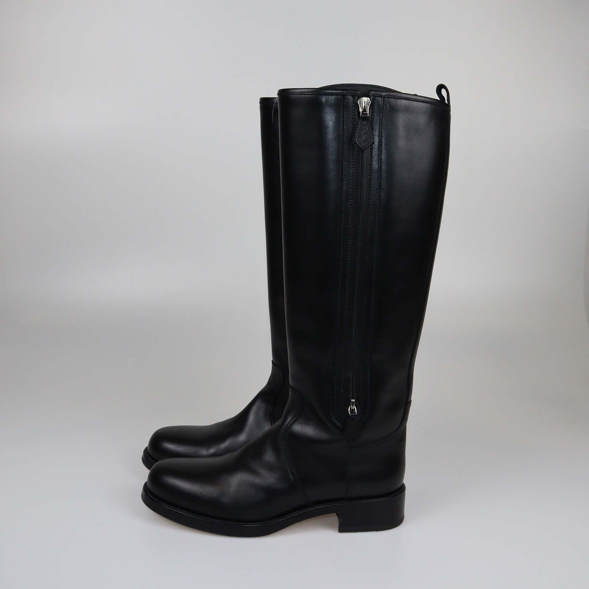 Hermes Black Whupstich Trim Riding Boots Womens Hermes