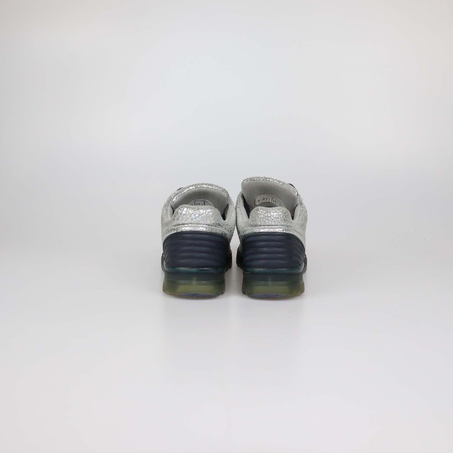 Chanel Silver Crackled Effect Suede Trainer Sneaker