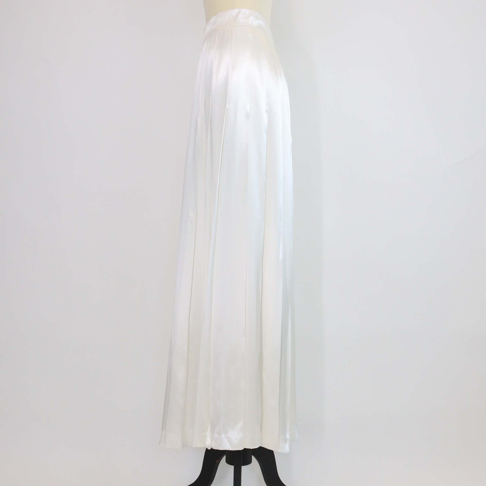 Prada Ivory Satin Pleated Maxi Skirt