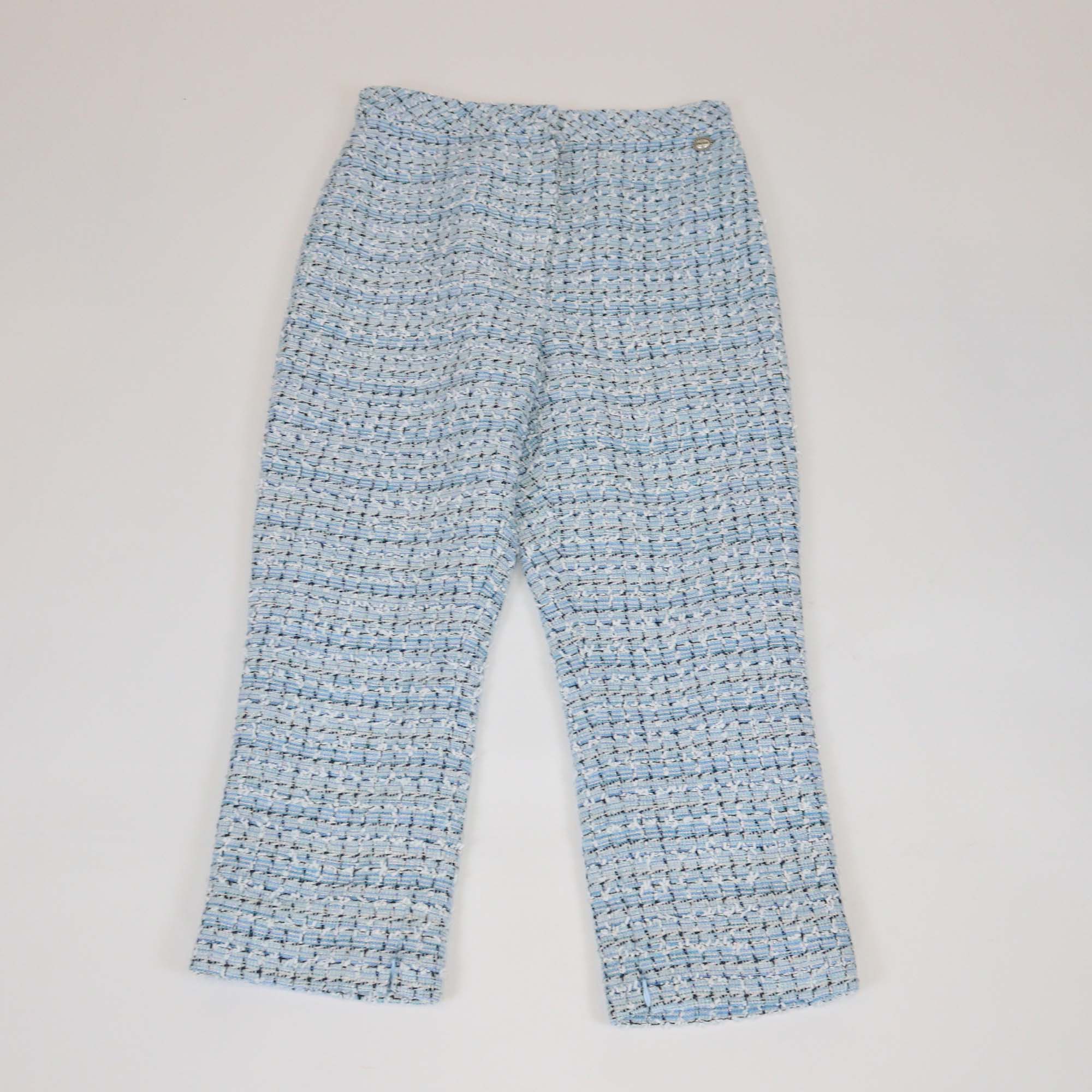Chanel Blue Pantacourt Tweed Fantaisie Crapped Pants