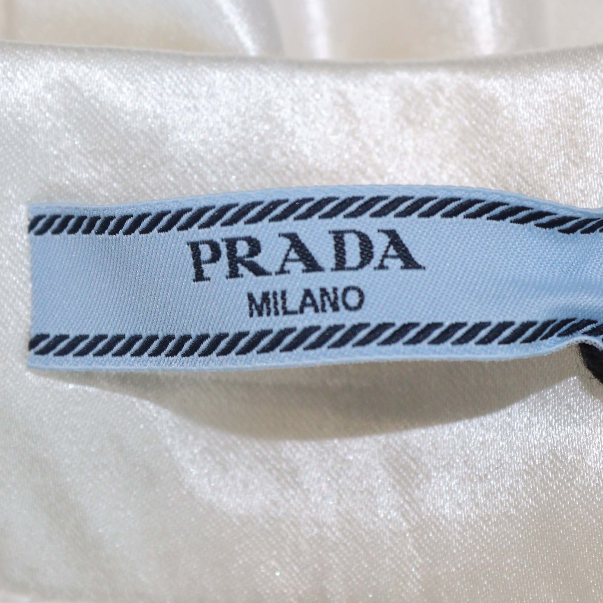 Prada Ivory Satin Pleated Maxi Skirt