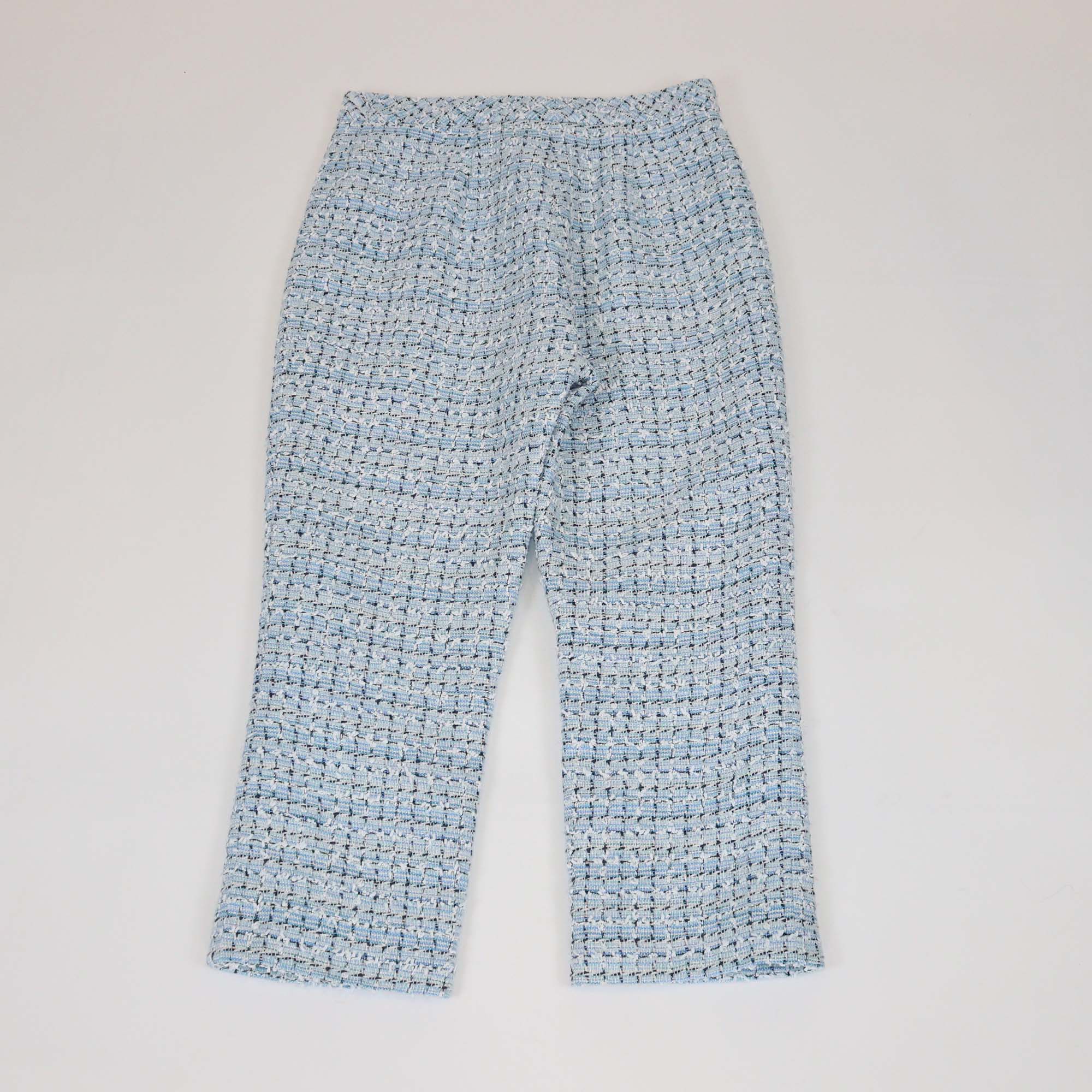 Chanel Blue Pantacourt Tweed Fantaisie Crapped Pants