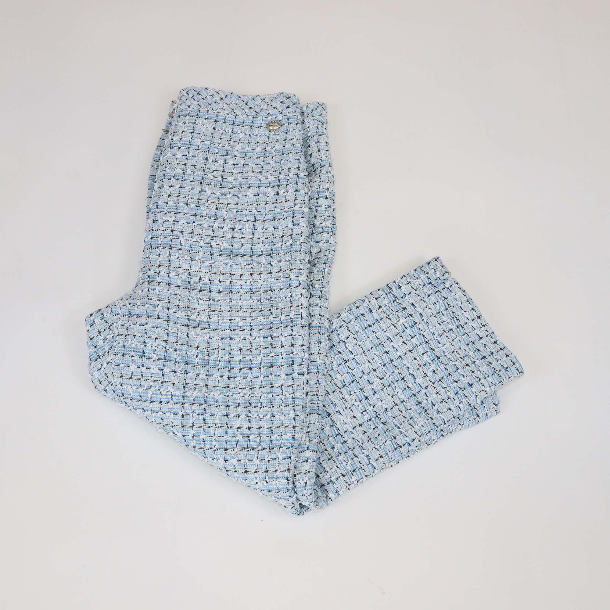 Chanel Blue Pantacourt Tweed Fantaisie Crapped Pants