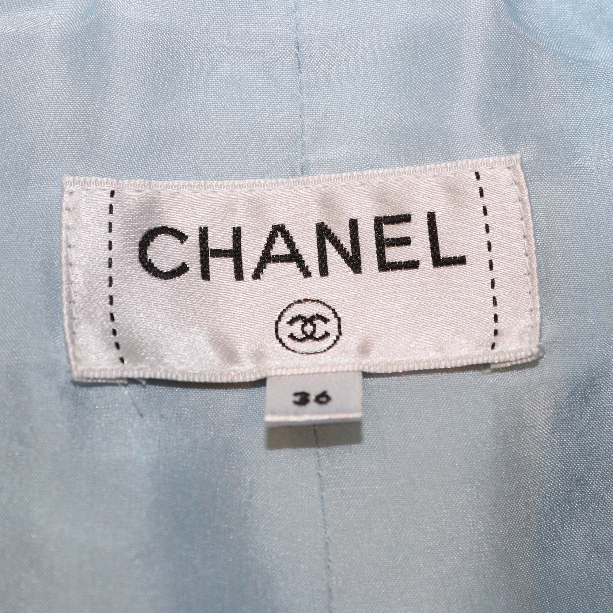 Chanel Blue Pantacourt Tweed Fantaisie Crapped Pants