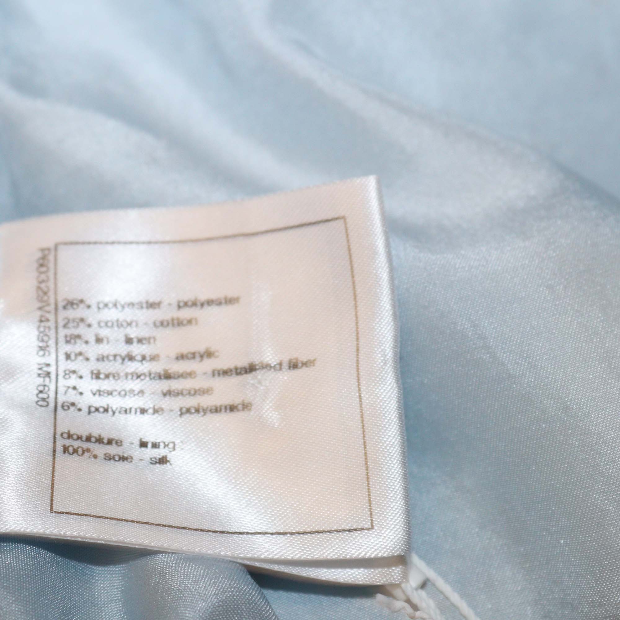 Chanel Blue Pantacourt Tweed Fantaisie Crapped Pants