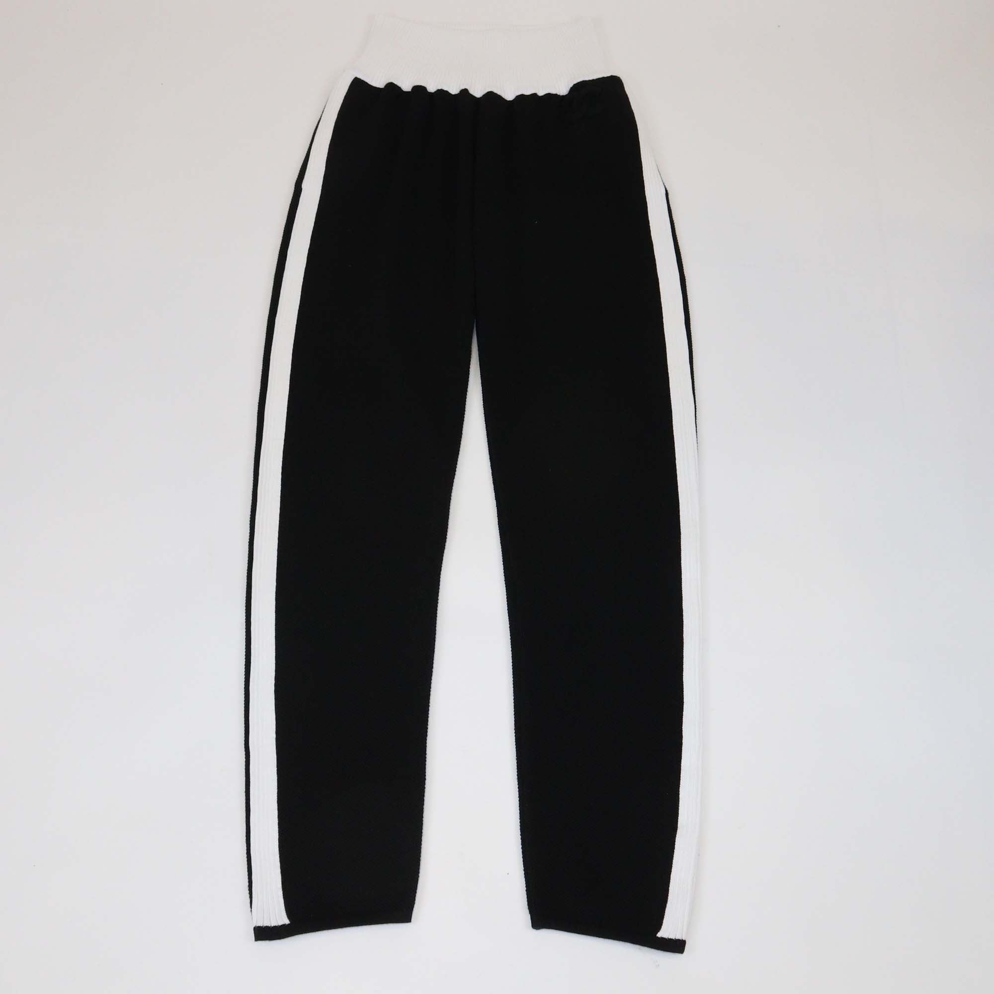 Chanel Black Knit Contrast Rib Knit Trim Detailed Joggers