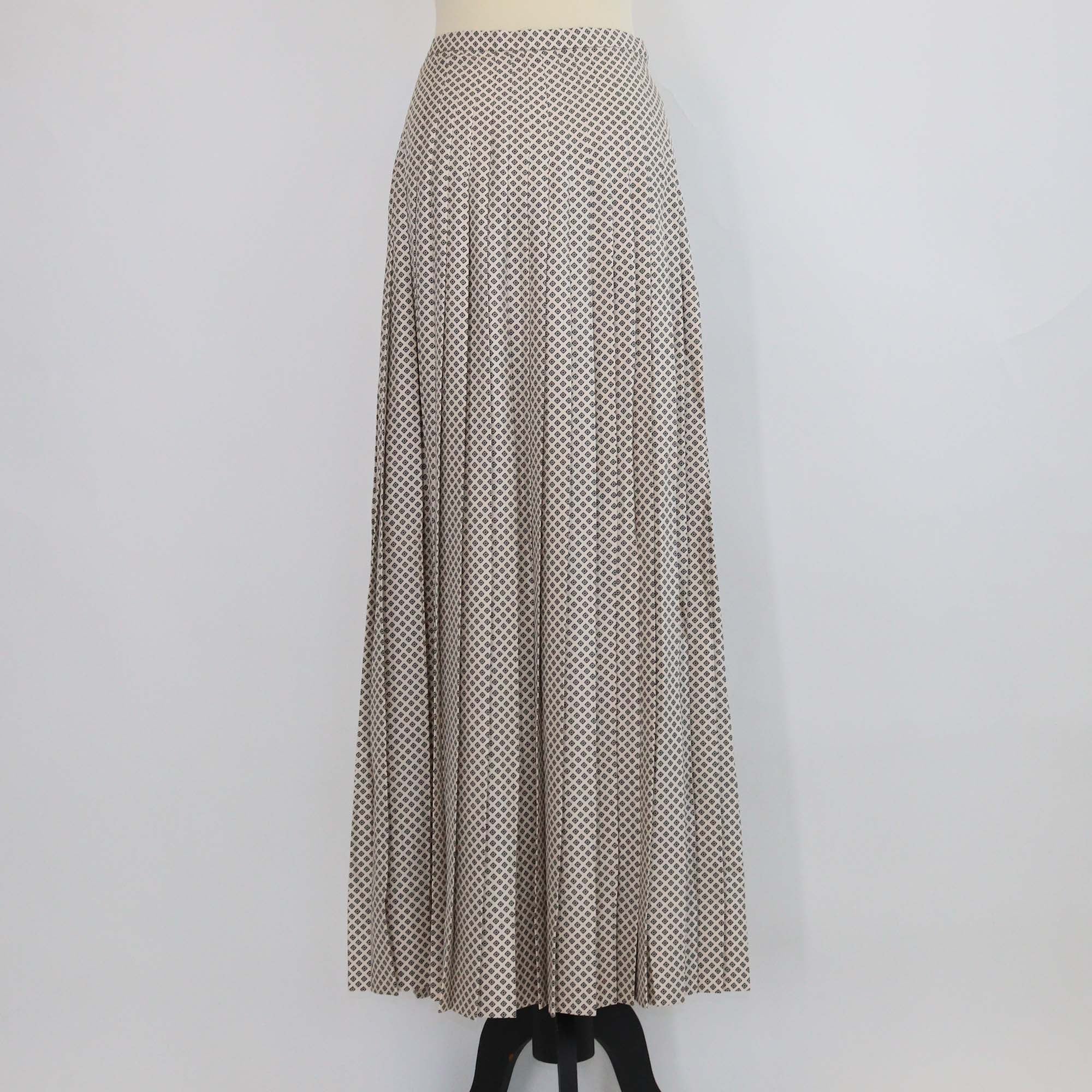 Loro Piana Ivory Green Red Silk Clea Maxi Skirt