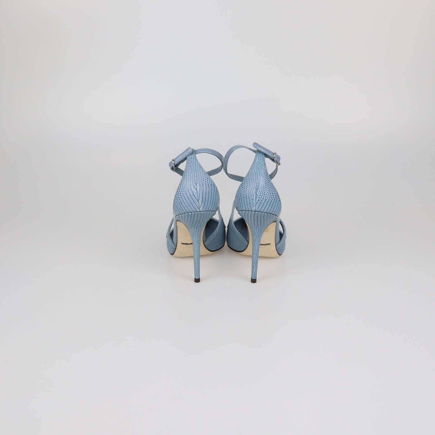 Dolce & Gabbana Blue Lizard Embossed Leather Ankle Strap Pumps