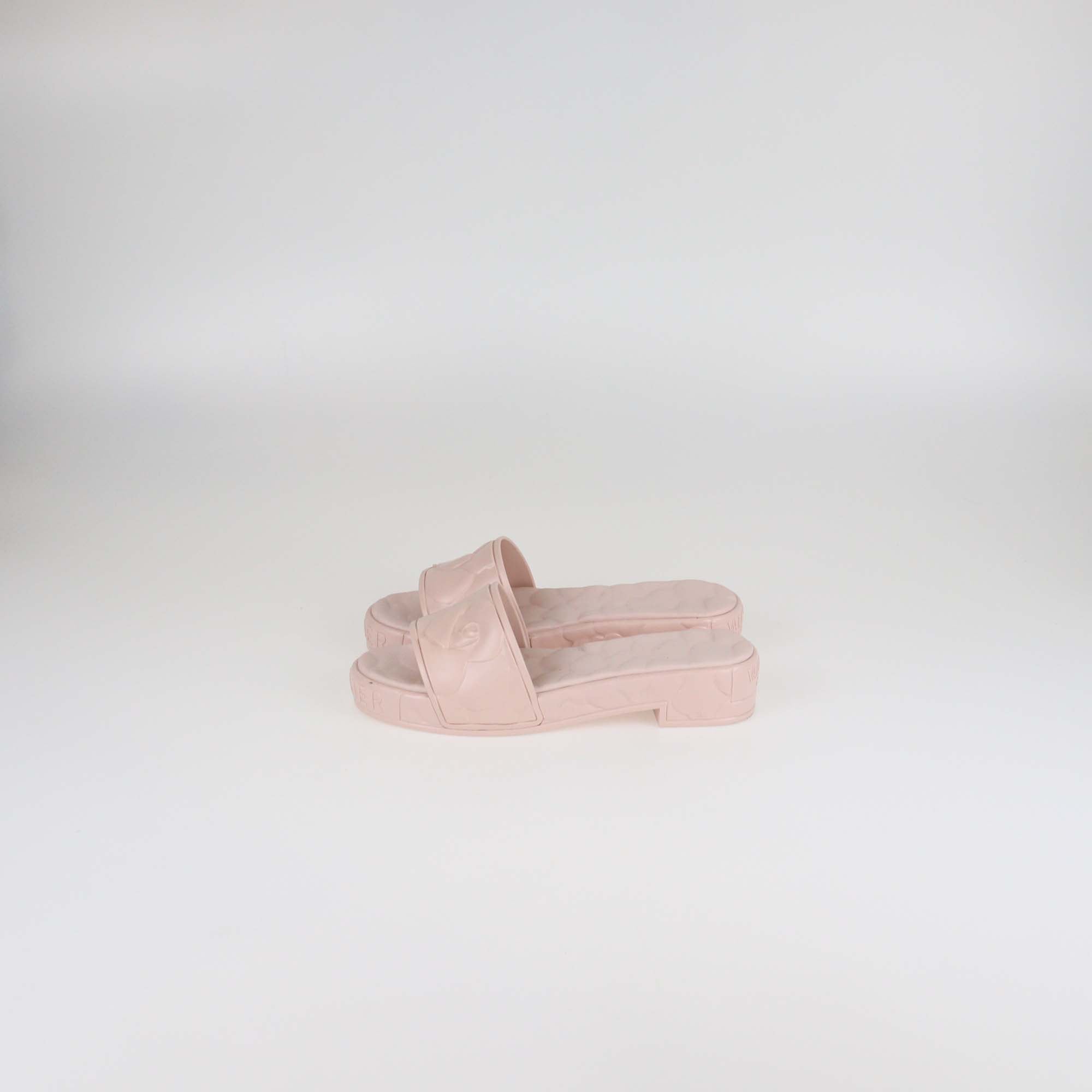 Valentino Pink Rubber Rose Atelier Slide Sandals