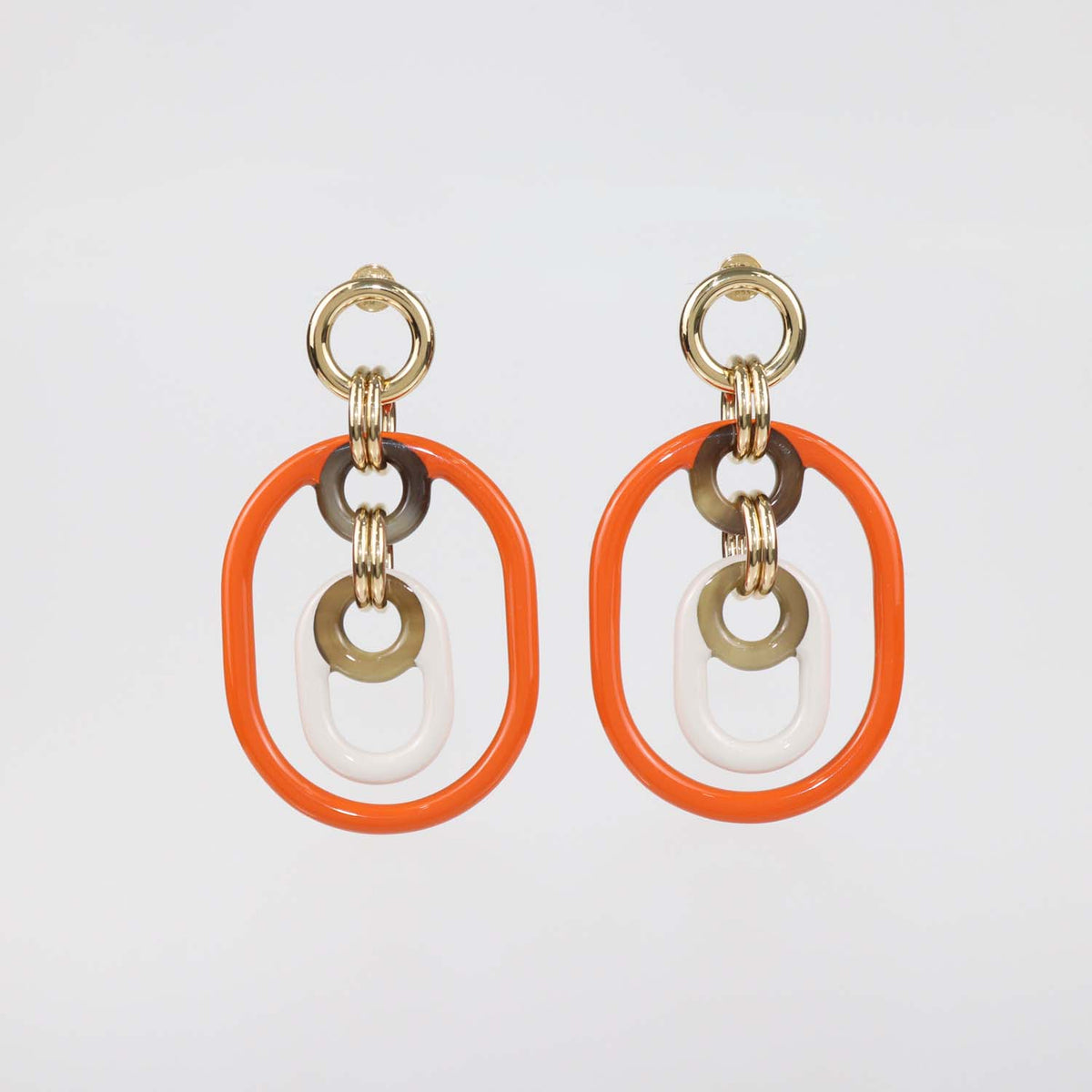 Hermes Multicolor Lacquered Horn Permabrass Eurydice Large Earrings
