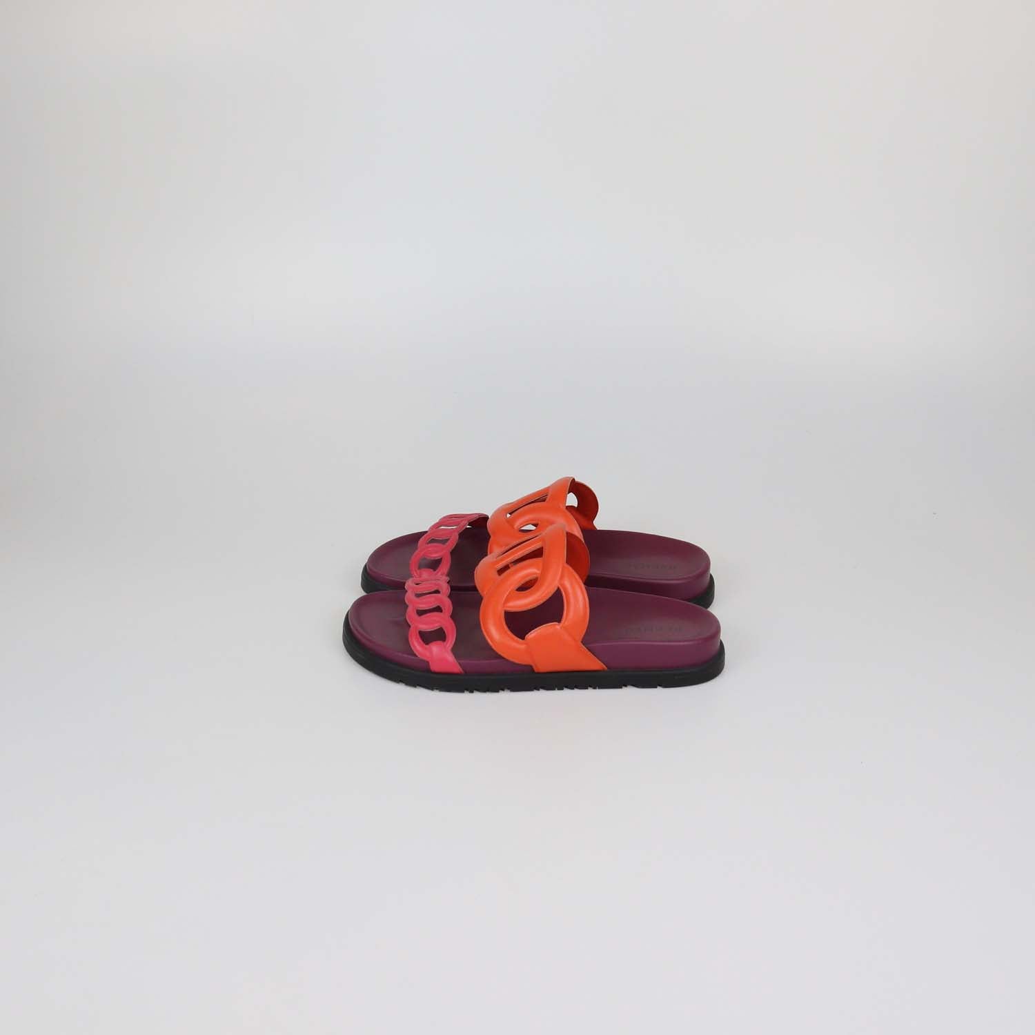 Hermes Orange/Pink Leather Extra Sandals
