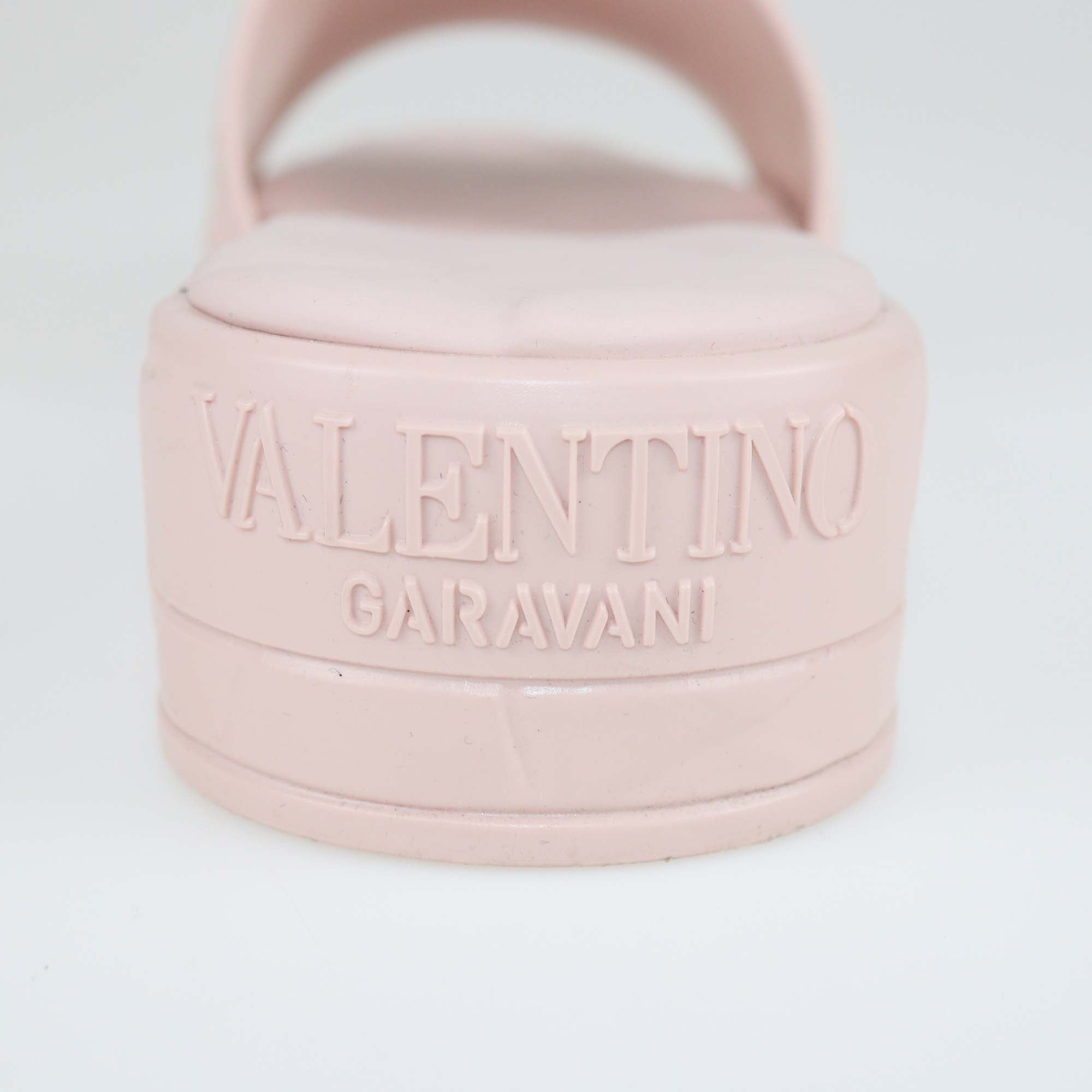 Valentino Pink Rubber Rose Atelier Slide Sandals