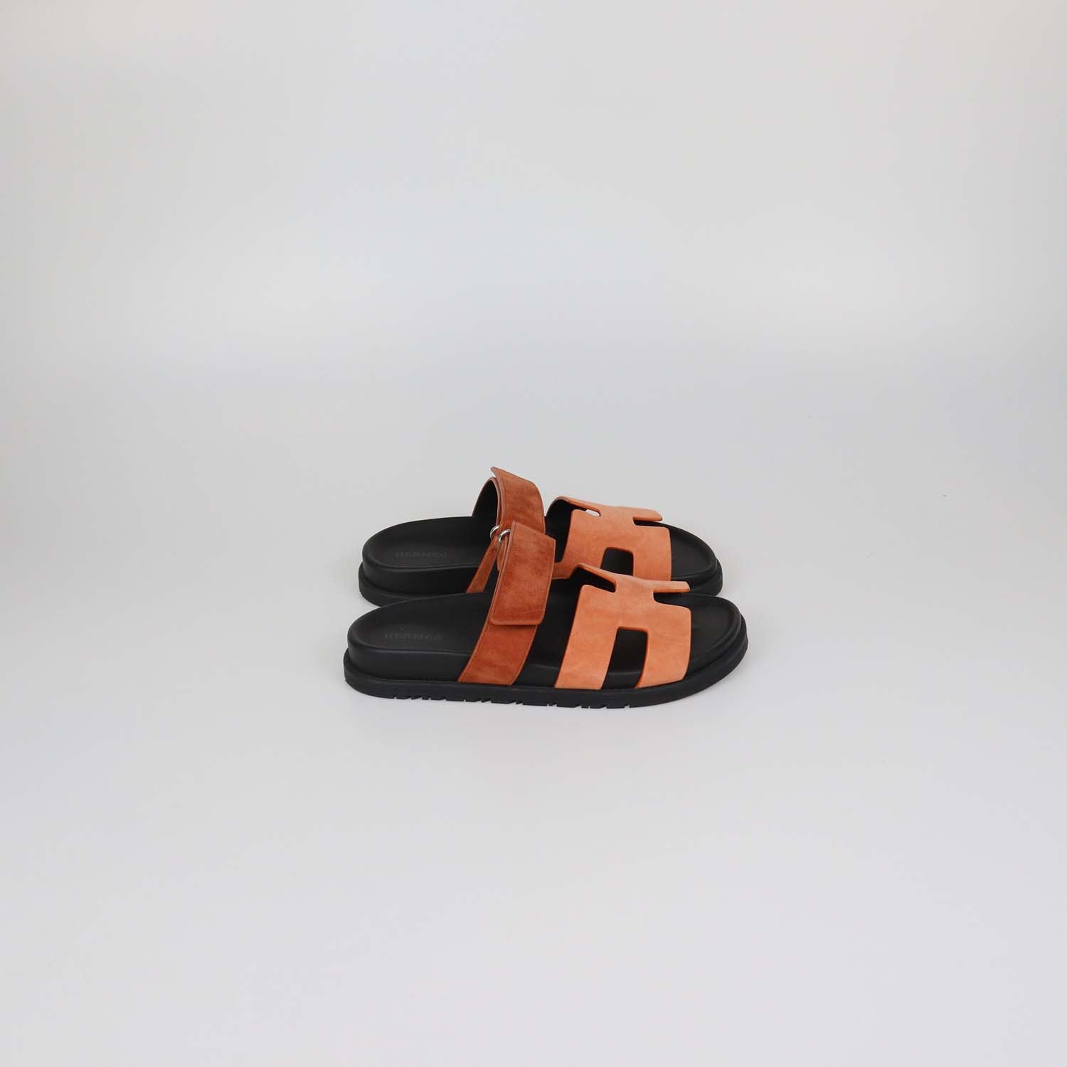 Hermes Orange/Brown Suede Chypre Sandals
