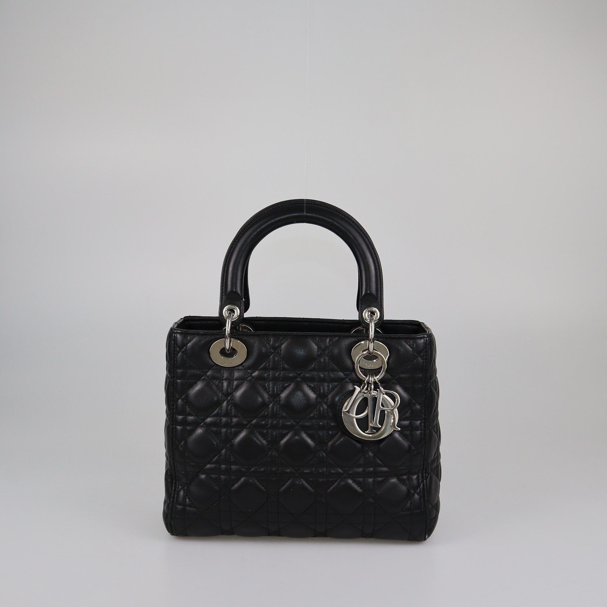 Christian Dior Black Cannage Medium Lady Dior Tote Womens Christian Dior