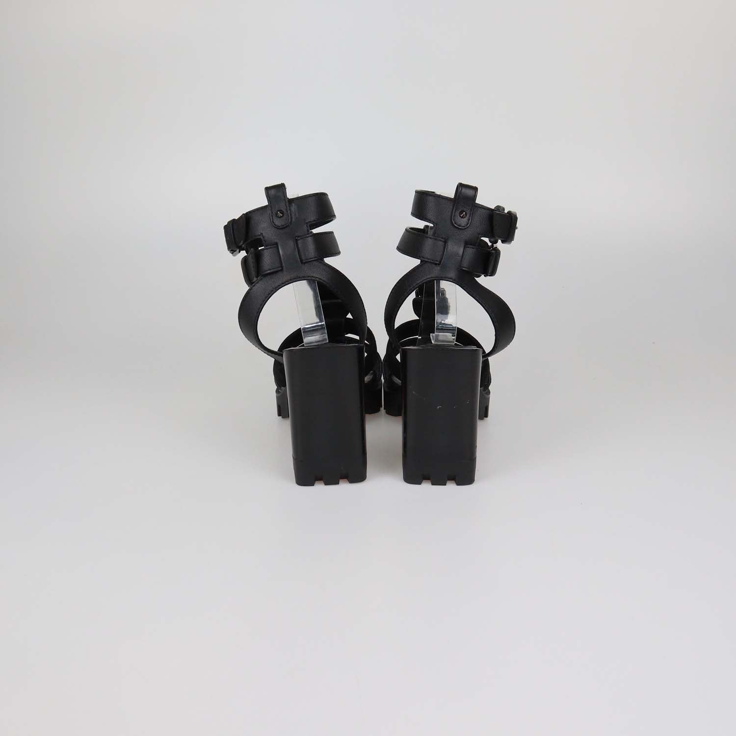 Christian Louboutin Black Leather and Suede Rangerissima Lug Platform Sandals