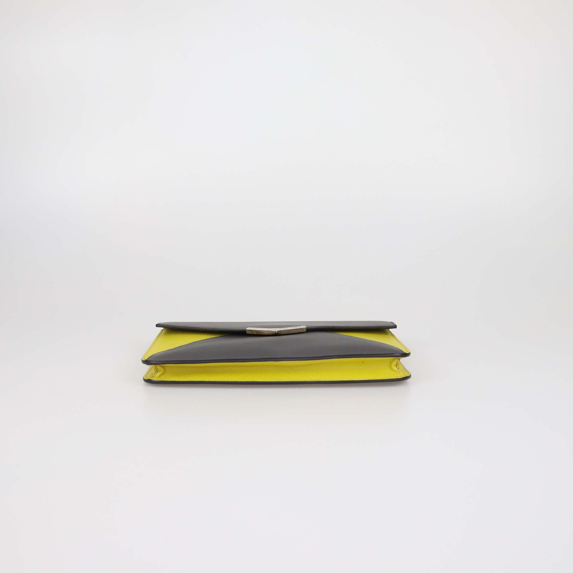 Fendi Grey/Yellow Leather 2Jours Envelope Clutch