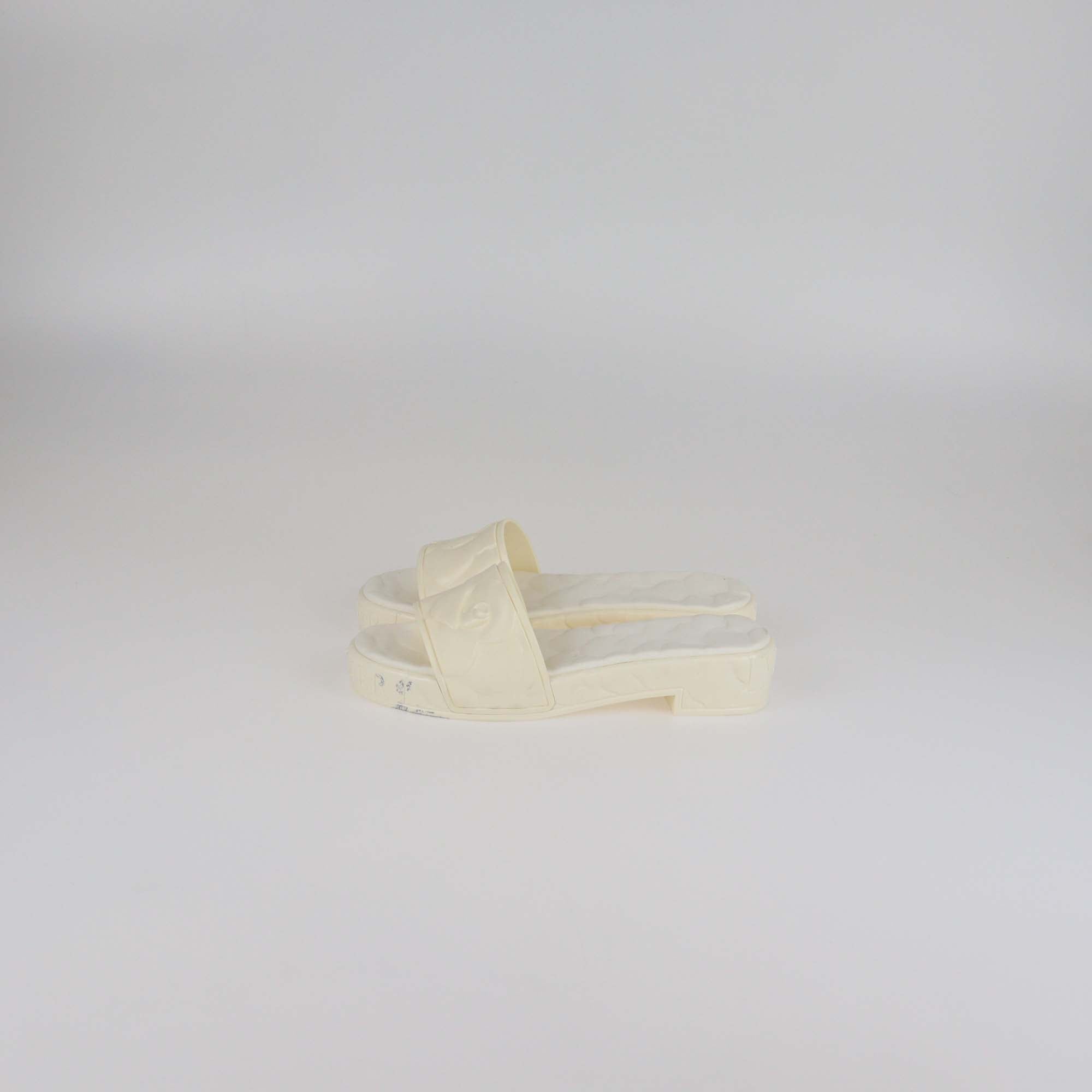 Valentino Cream Rubber Rose Atelier Slide Sandals