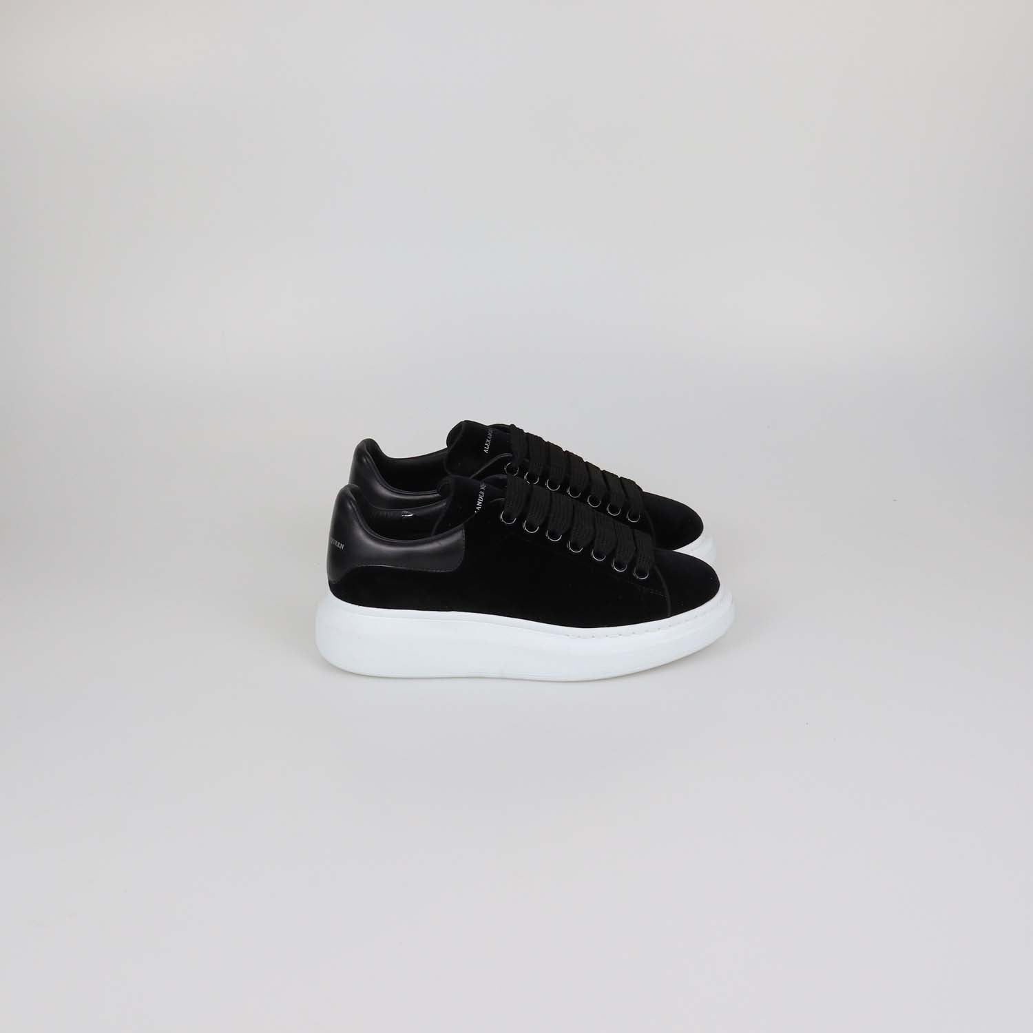 Alexander McQueen Black Velvet Oversized Low Top Sneakers