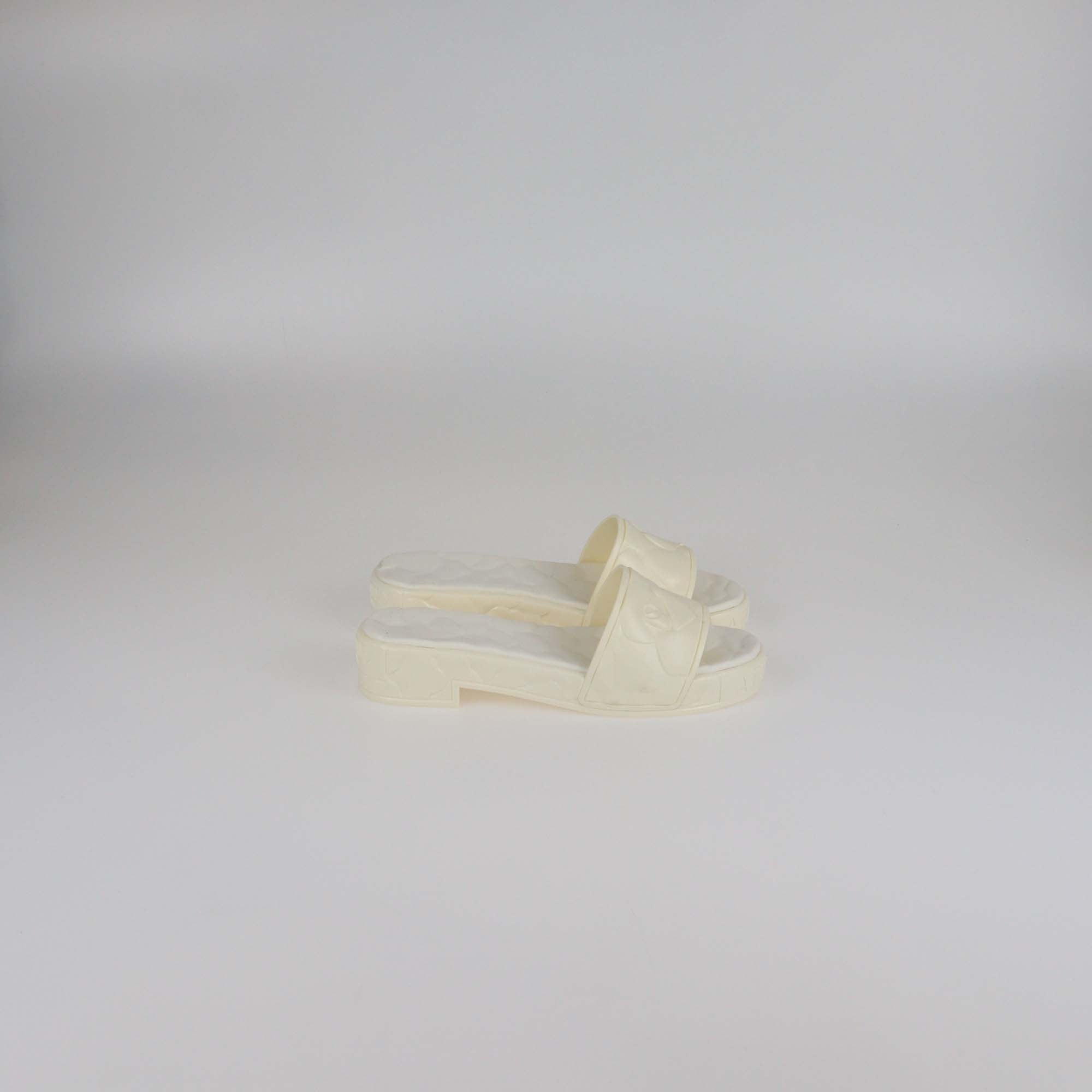 Valentino Cream Rubber Rose Atelier Slide Sandals