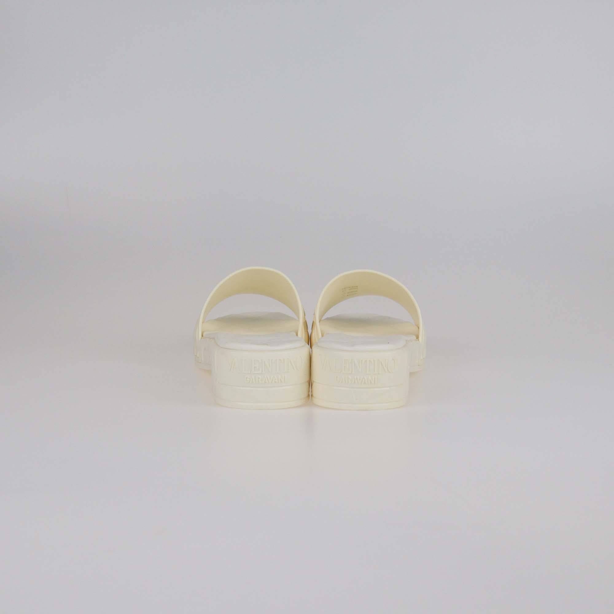 Valentino Cream Rubber Rose Atelier Slide Sandals