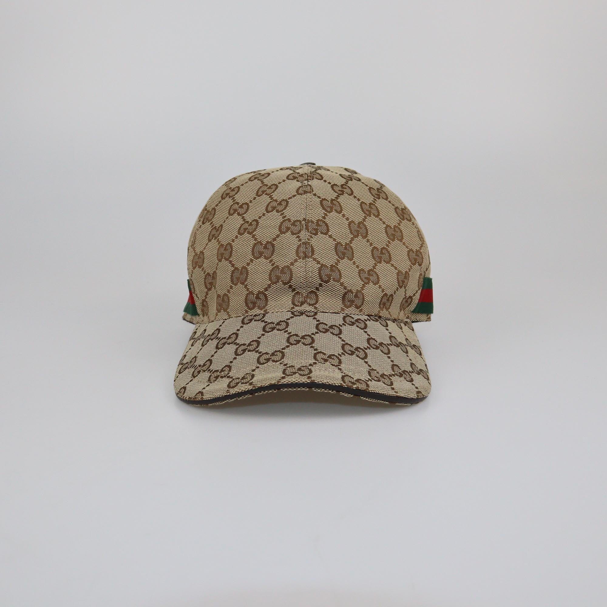 Gucci Beige GG Canvas Web Baseball Cap Womens Gucci