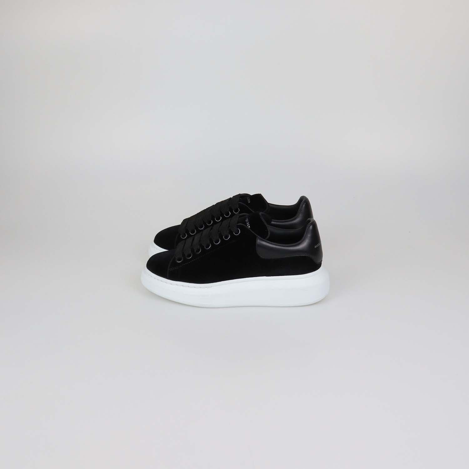 Alexander McQueen Black Velvet Oversized Low Top Sneakers