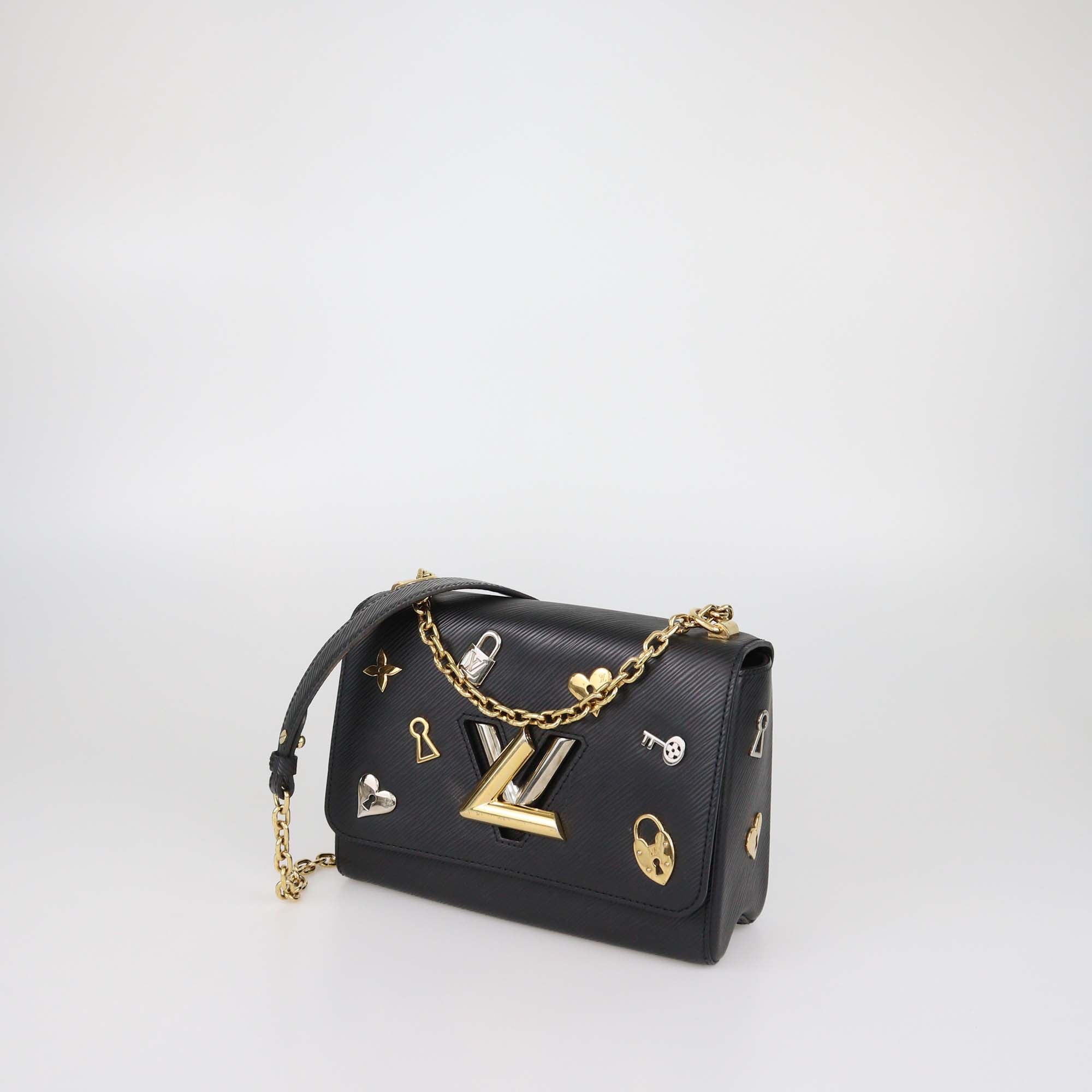 Louis Vuitton Black Epi Leather Lock Love Charm Twist MM Bag