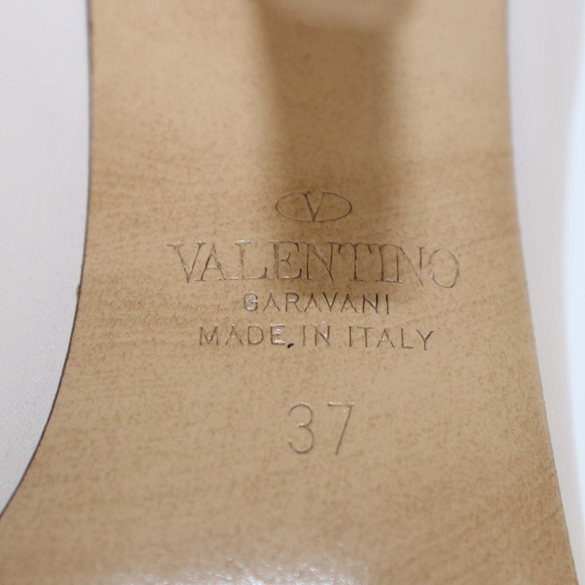 Valentino Beige Leather VLTN Pointed Toe Booties