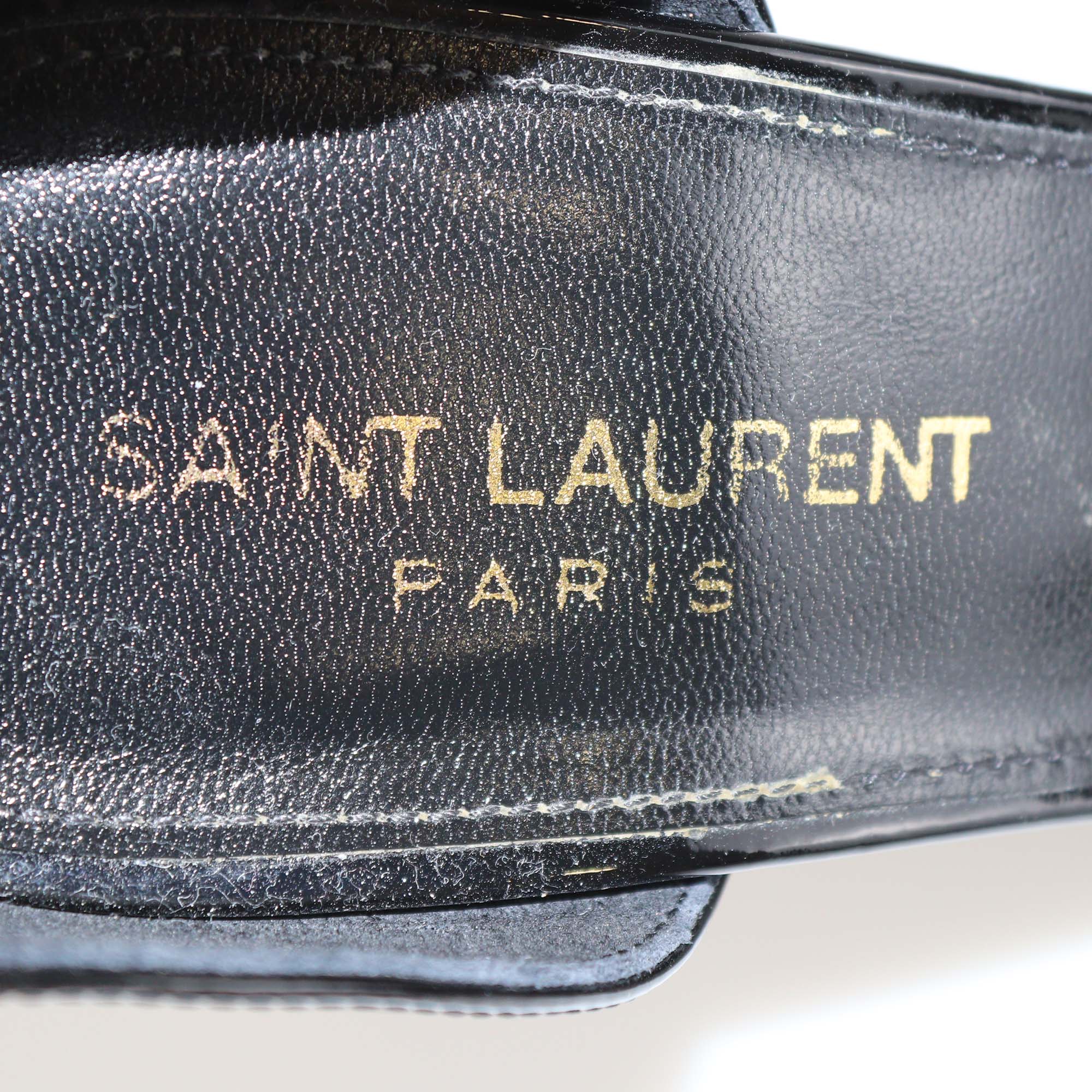 Saint Laurent Black Patent Leather Opyum Ankle Strap Sandals