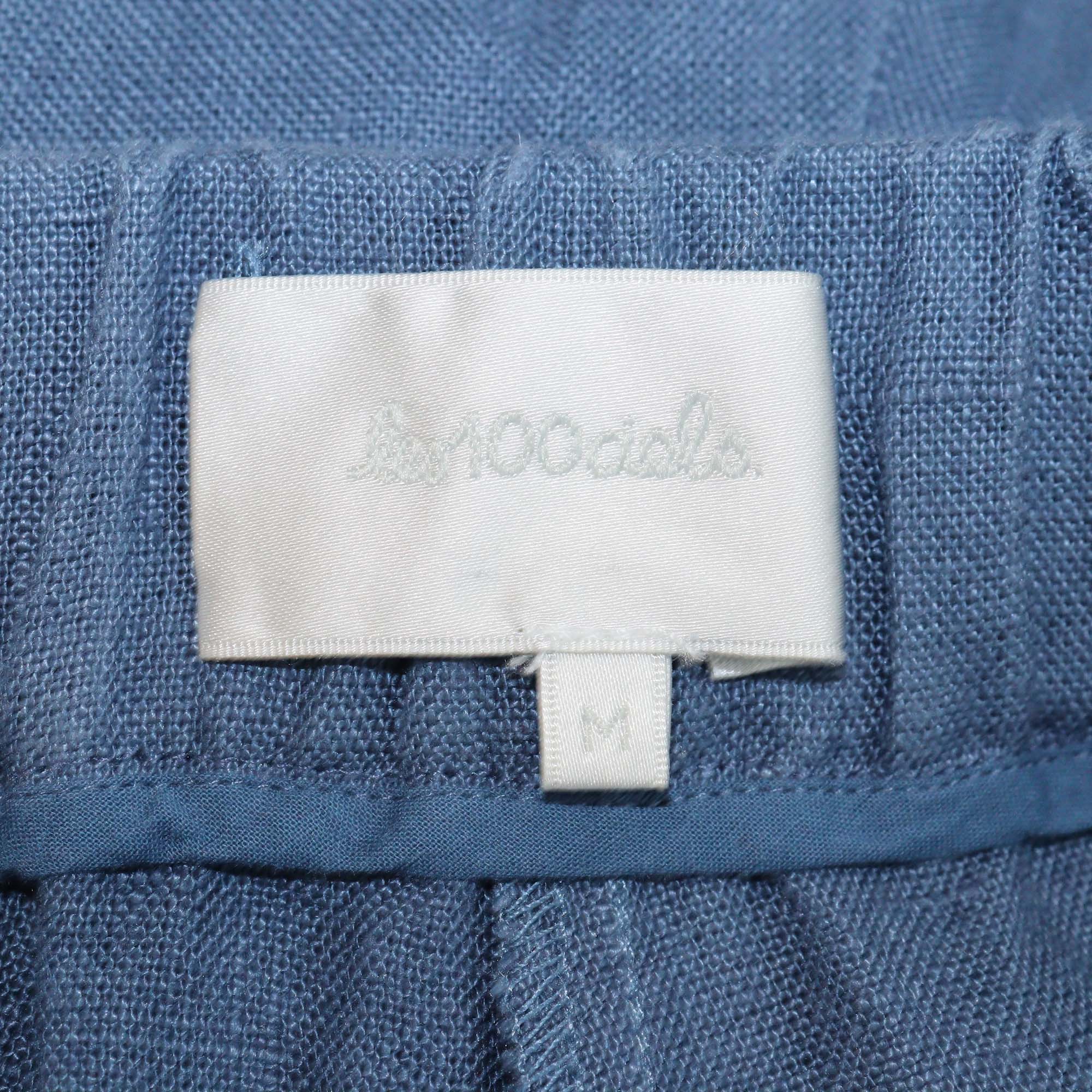 Les 100 Ciels Blue Linen Double Pocket Emilie Shirt & Trouser Set