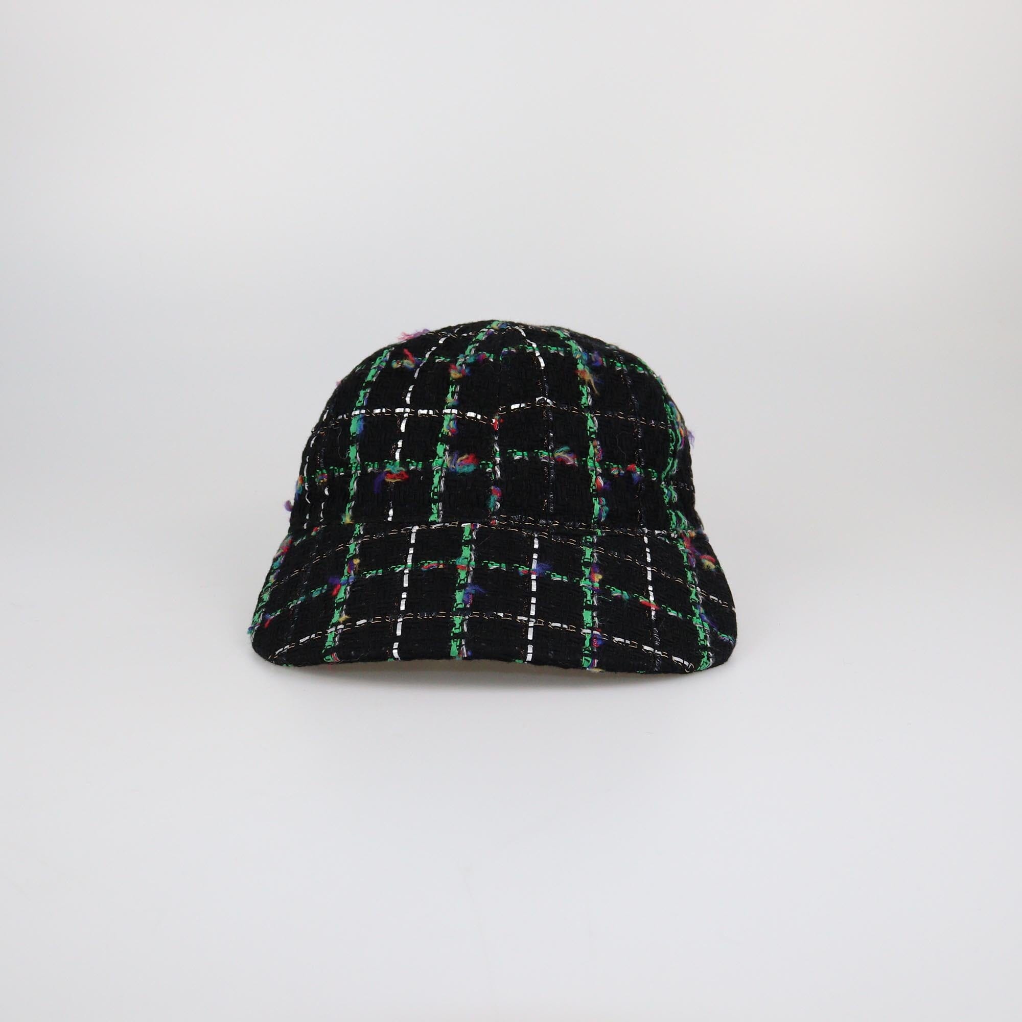 Chanel Black/Multicolor Tweed Baseball Cap Womens Chanel