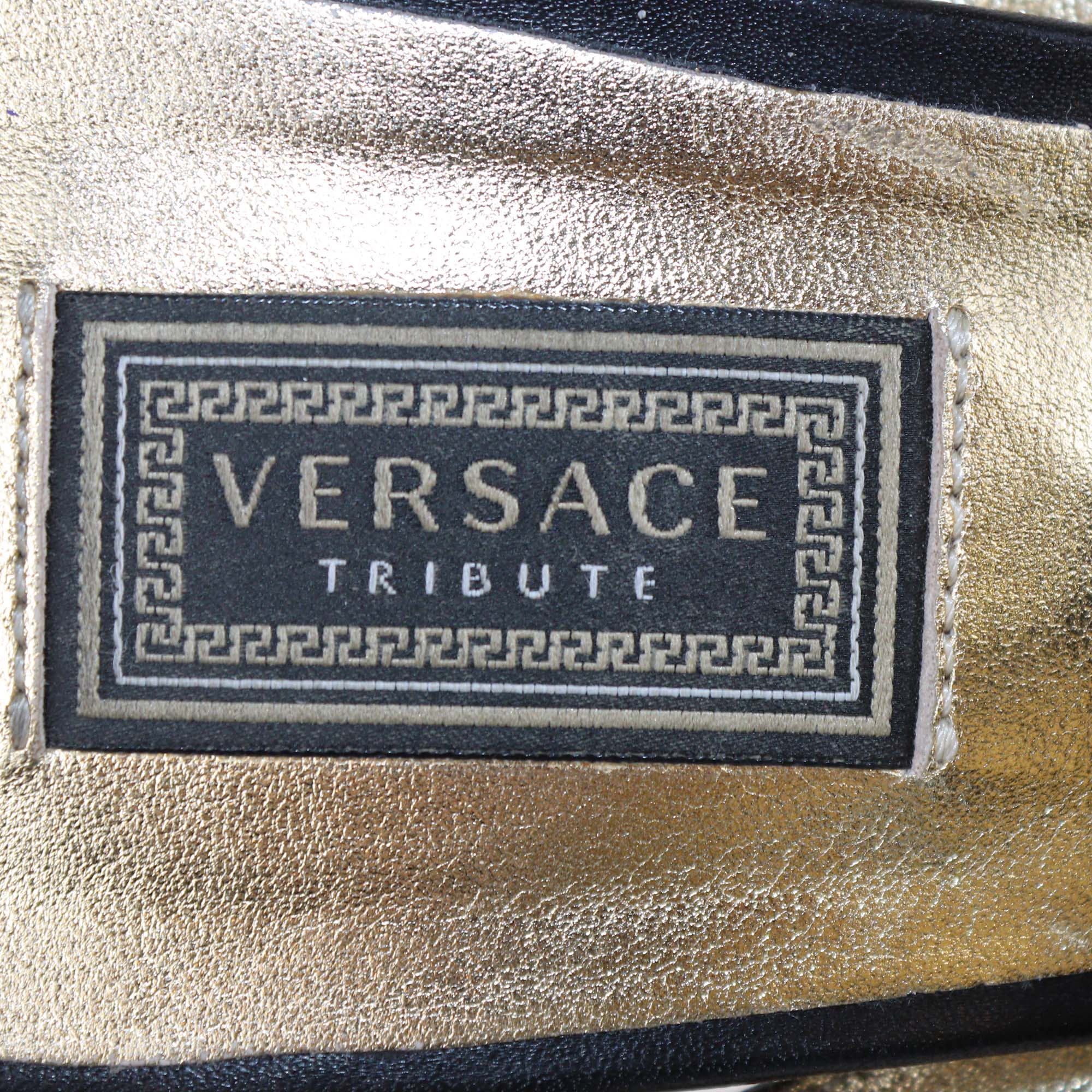 Versace Black/Gold Leather Medusa Studded Ankle Strap Sandals