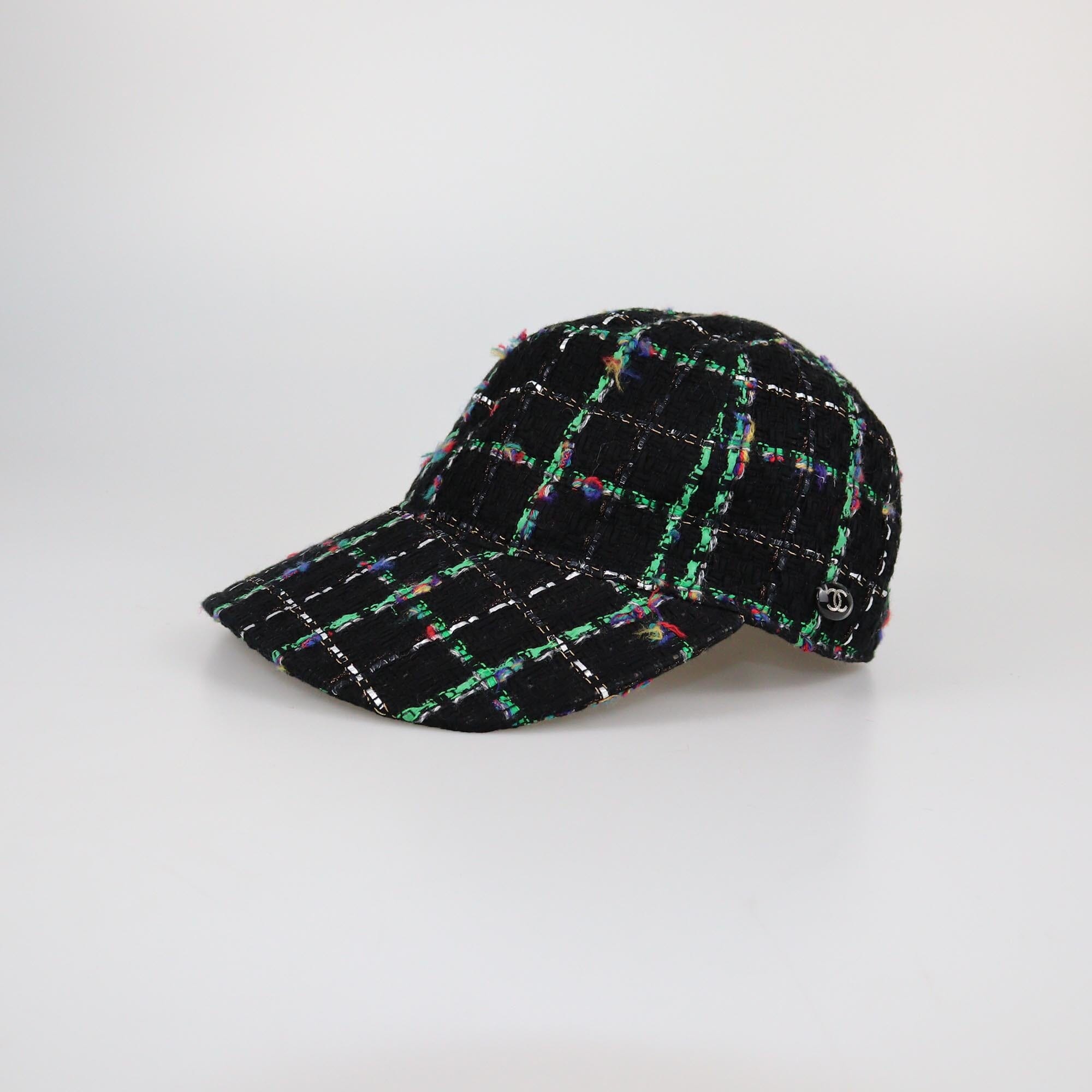 Chanel Black/Multicolor Tweed Baseball Cap Womens Chanel