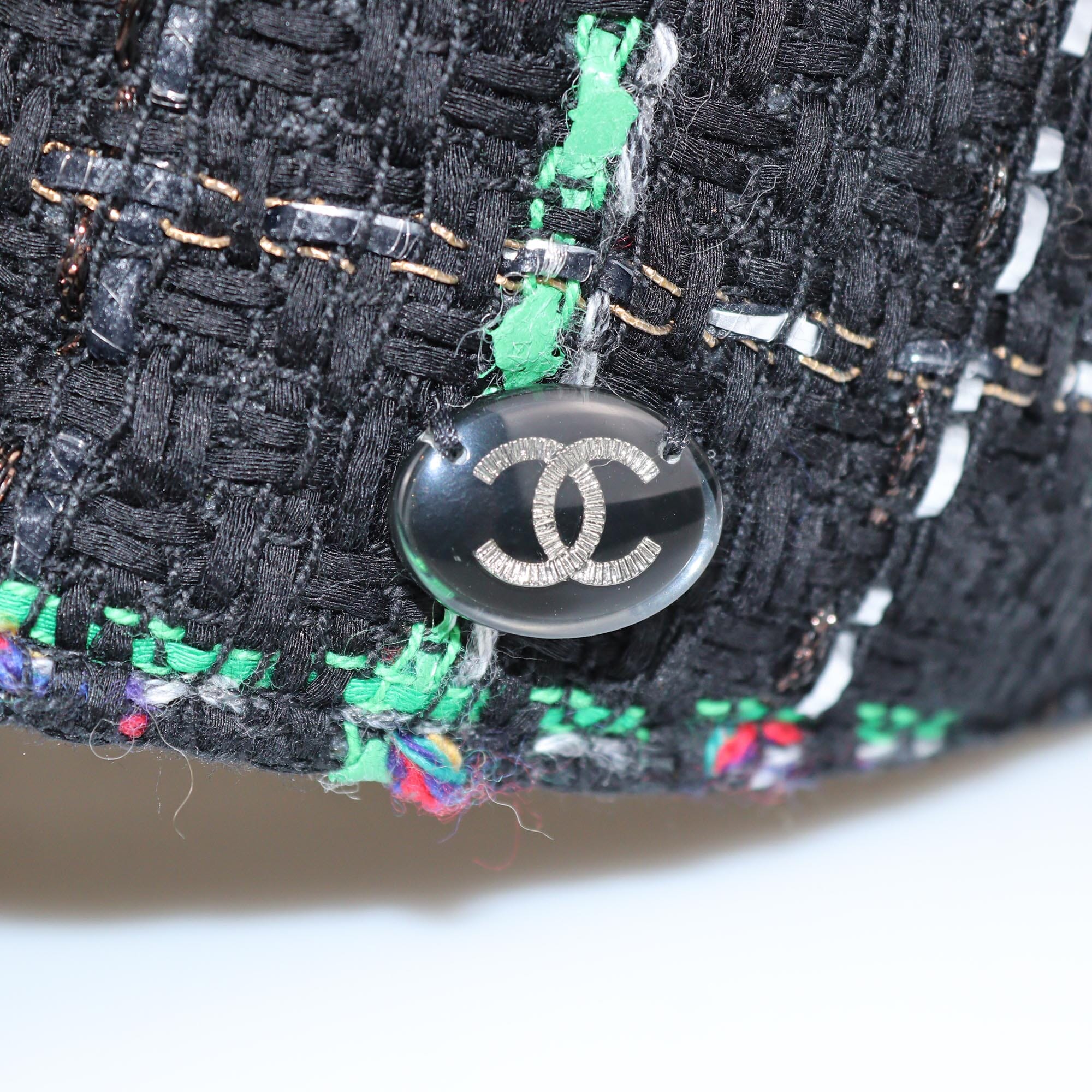 Chanel Black/Multicolor Tweed Baseball Cap Womens Chanel