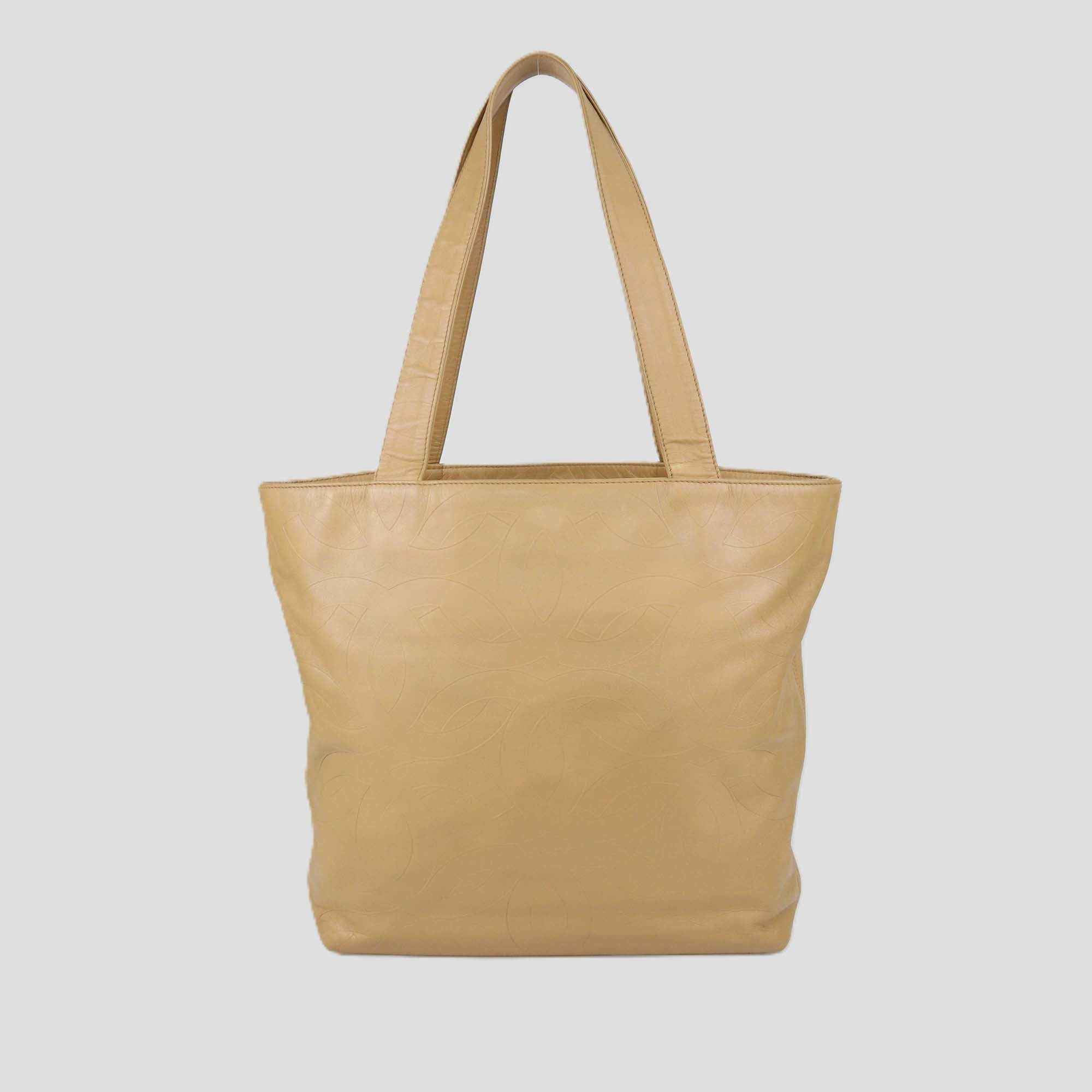 Chanel Caramel Brown Leather CC Embossed Tote