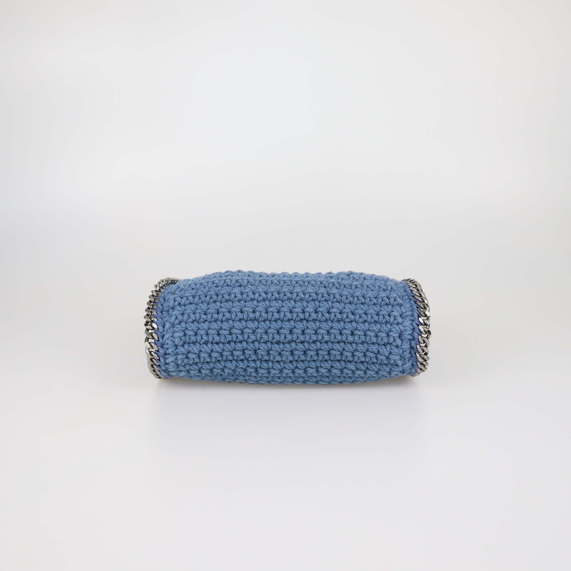 Stella McCartney Blue Crochet Fabric Mini Falabella Tote
