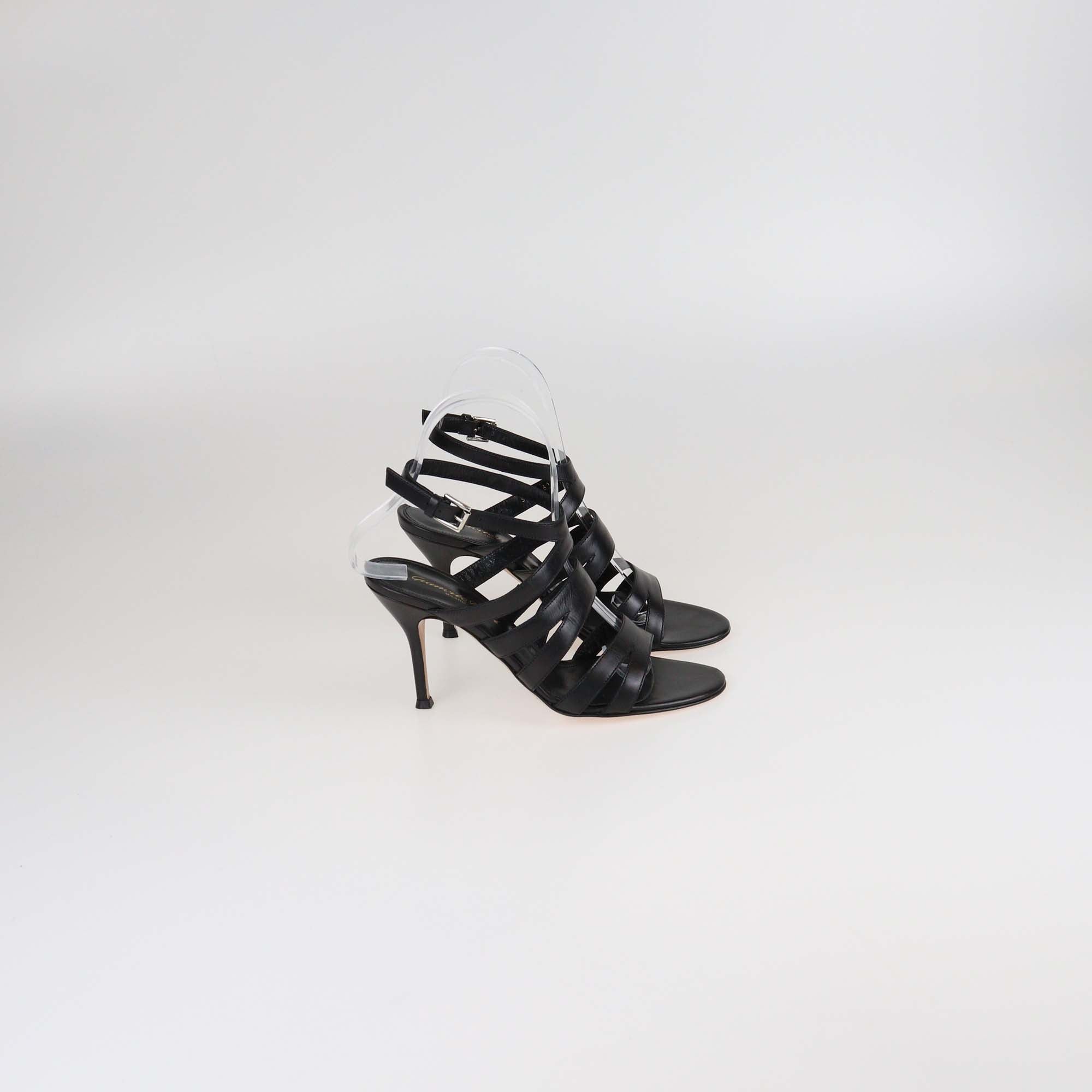 Gianvito Rossi Black Leather Strappy Sandals