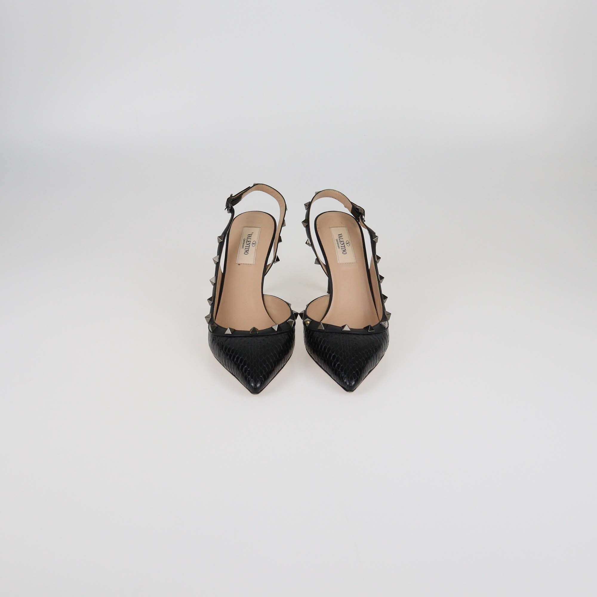 Valentino Black Rockstud Slingback Pumps Womens Valentino