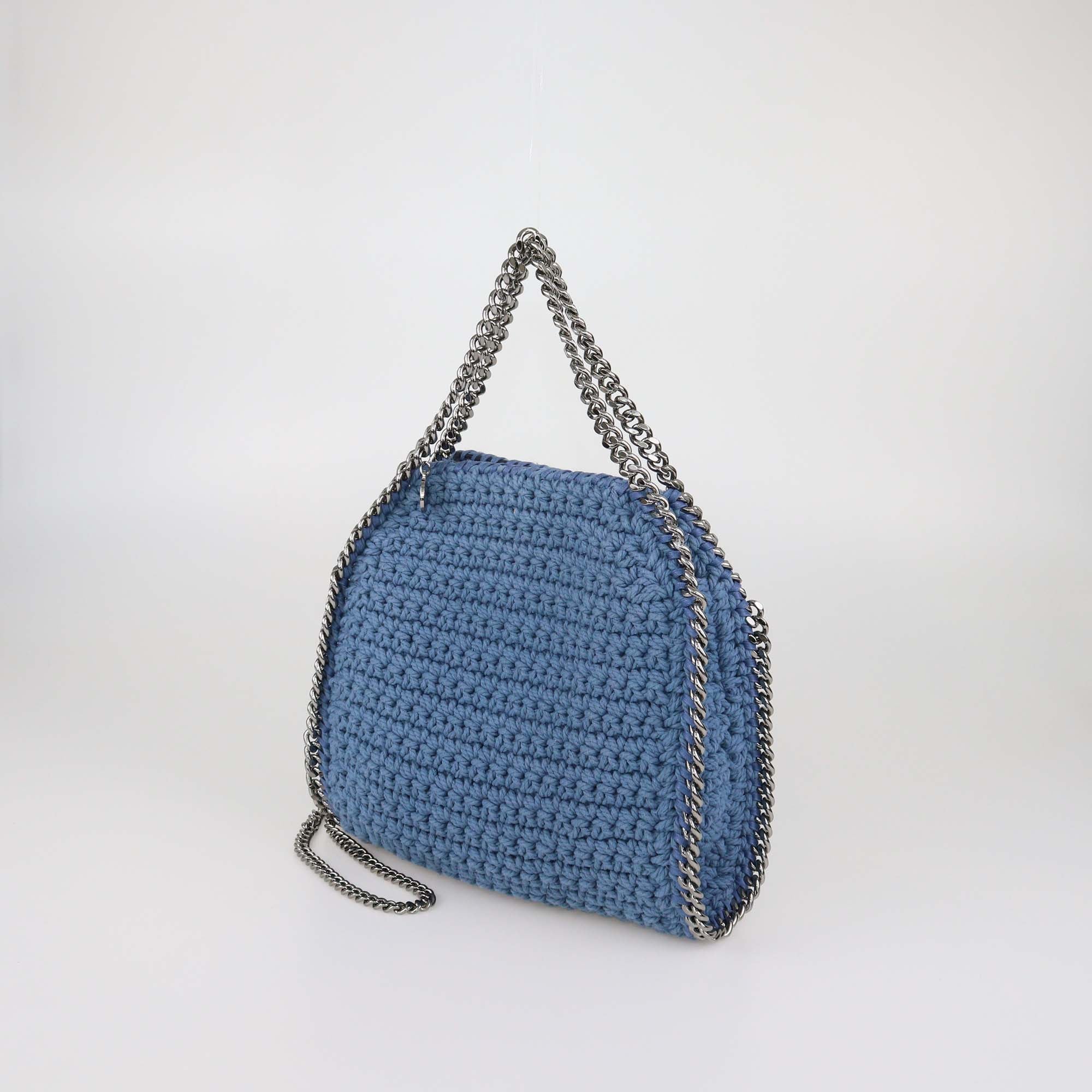 Stella McCartney Blue Crochet Fabric Mini Falabella Tote