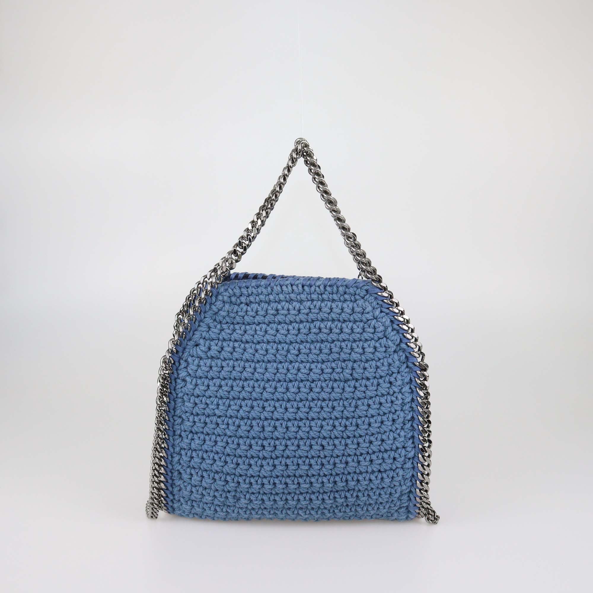 Stella McCartney Blue Crochet Fabric Mini Falabella Tote