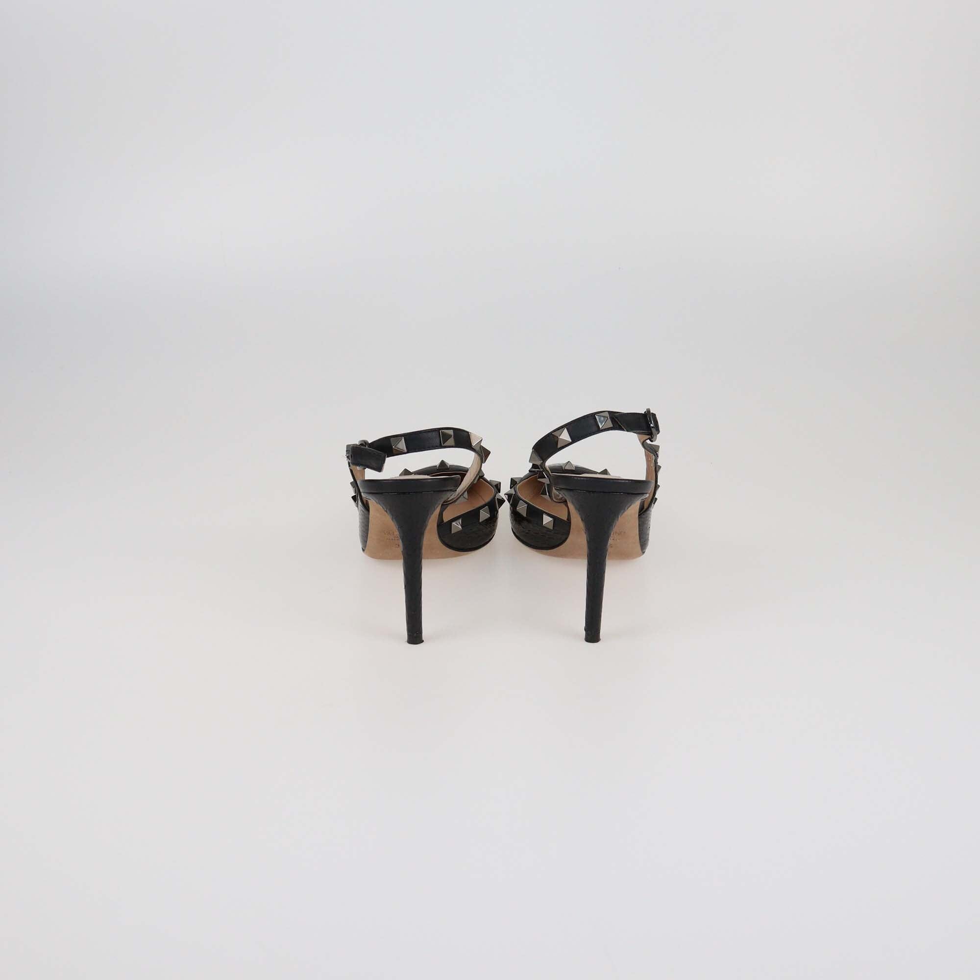 Valentino Black Rockstud Slingback Pumps Womens Valentino