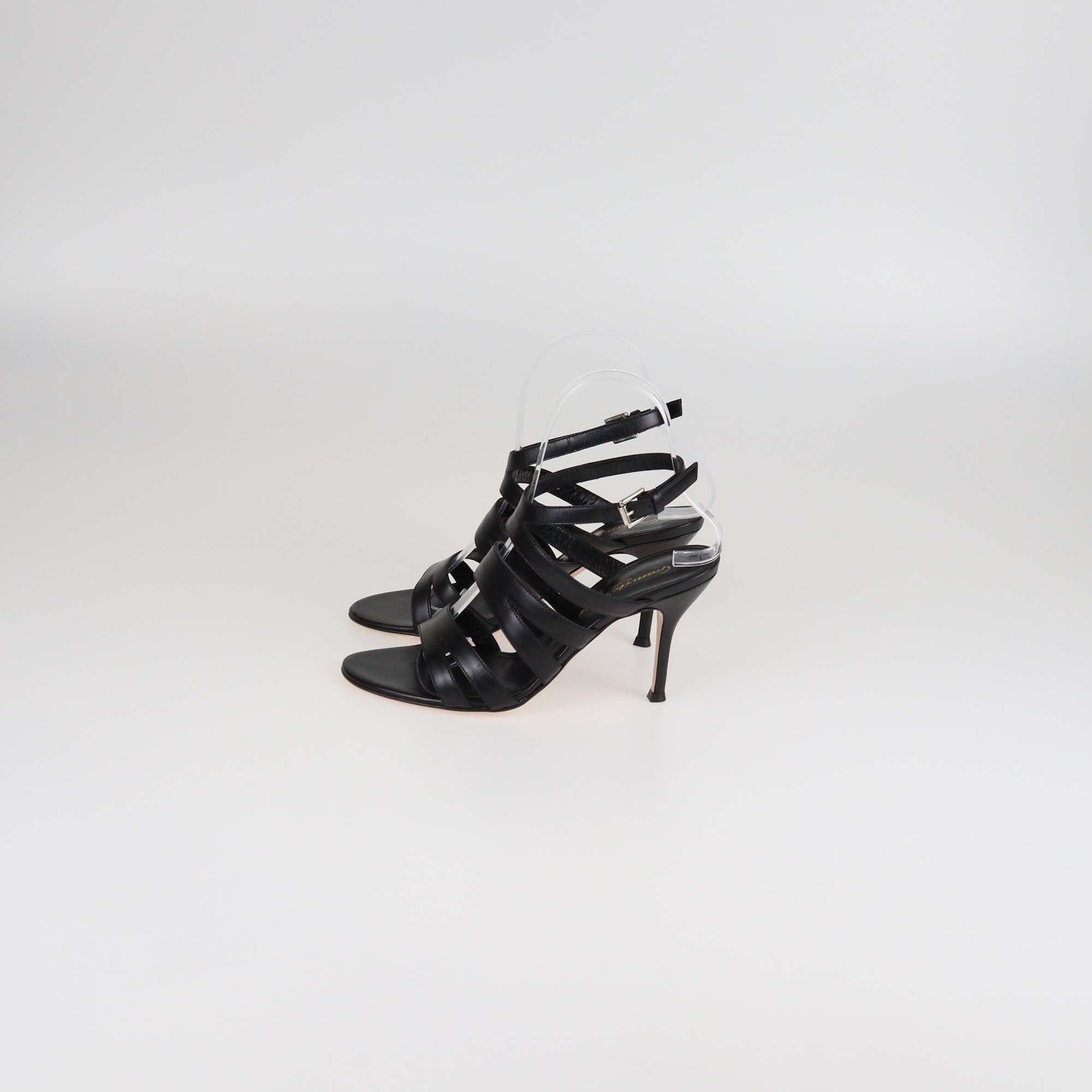 Gianvito Rossi Black Leather Strappy Sandals